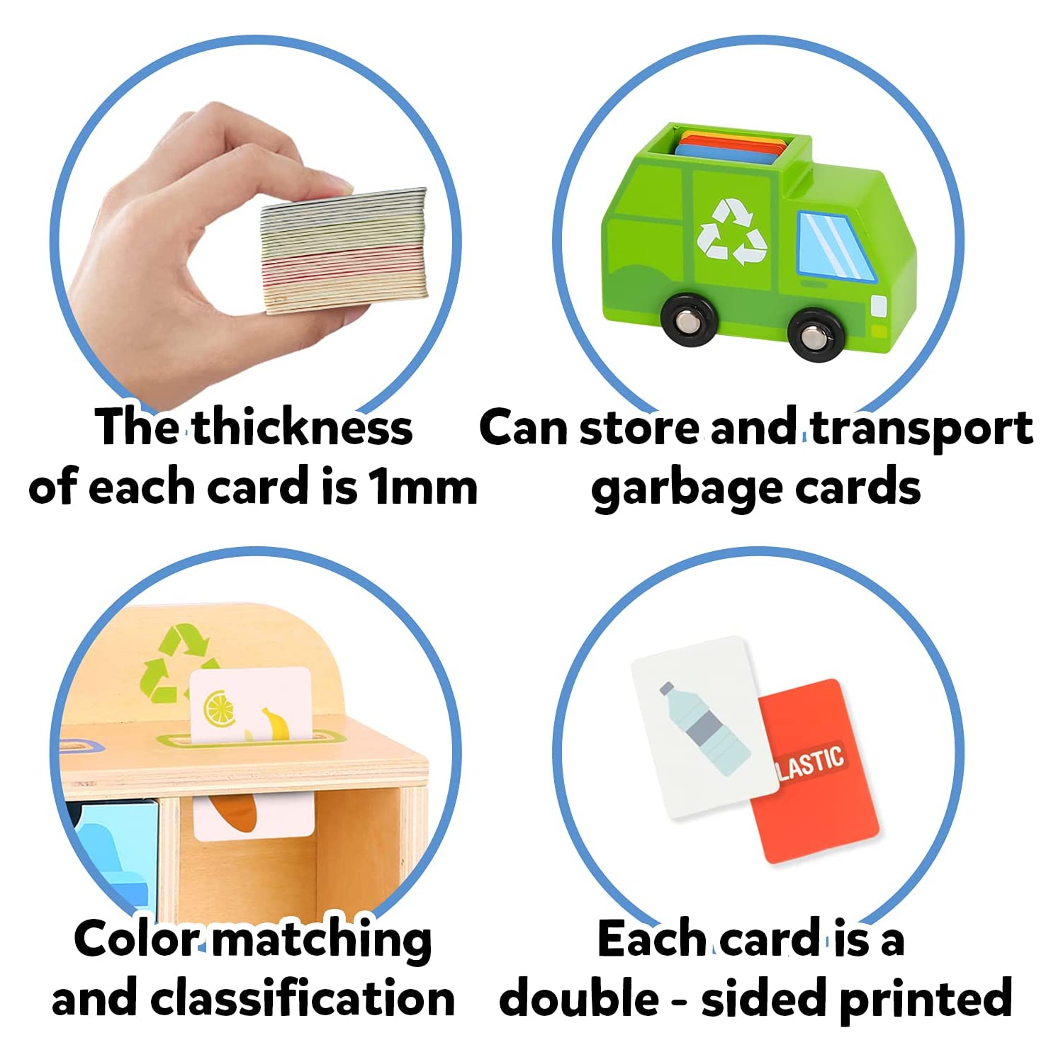 TOOKYLAND Wooden Recycling Center Playset - 39pcs - Truck, Sorting Bins and Accessories, Ages 3+