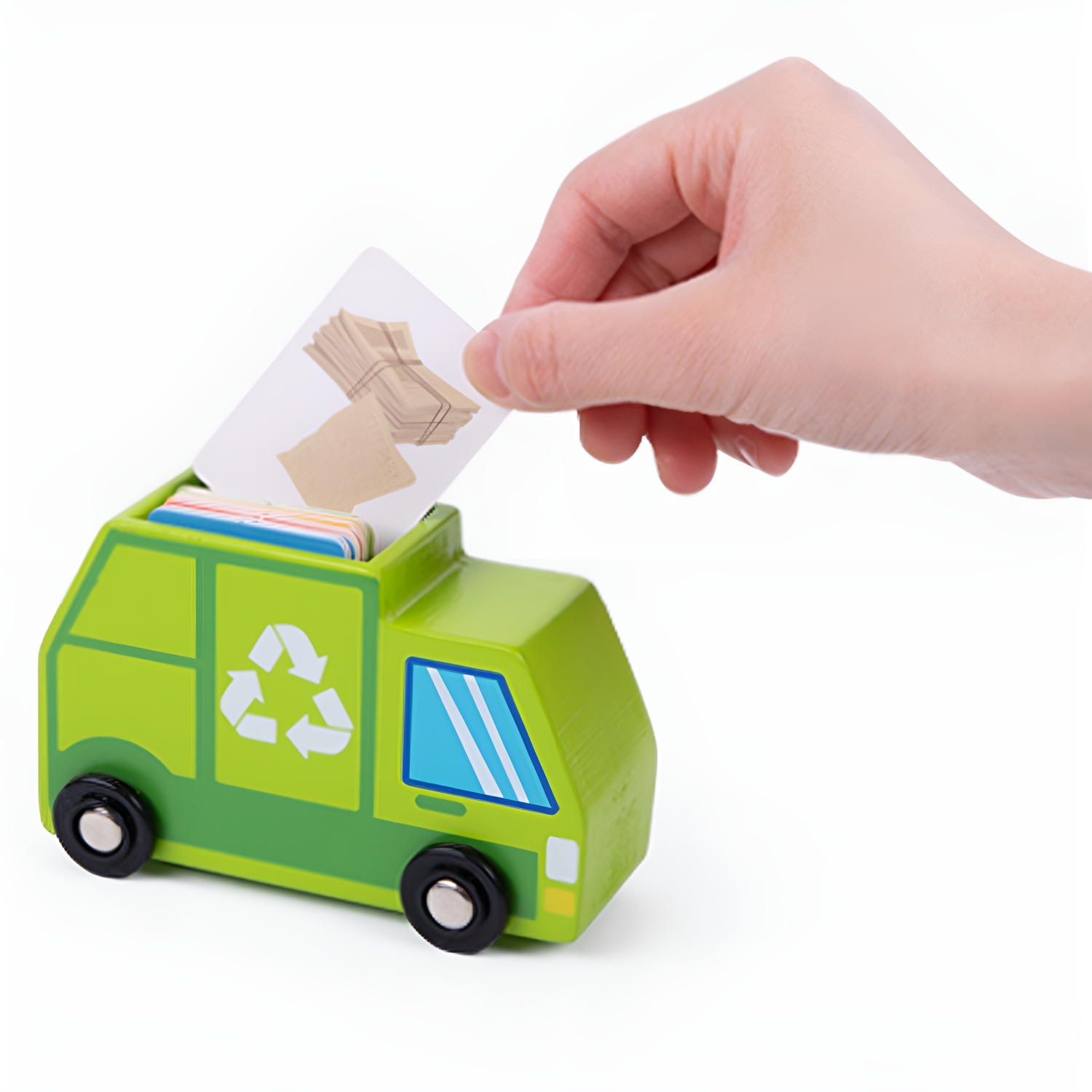 TOOKYLAND Wooden Recycling Center Playset - 39pcs - Truck, Sorting Bins and Accessories, Ages 3+