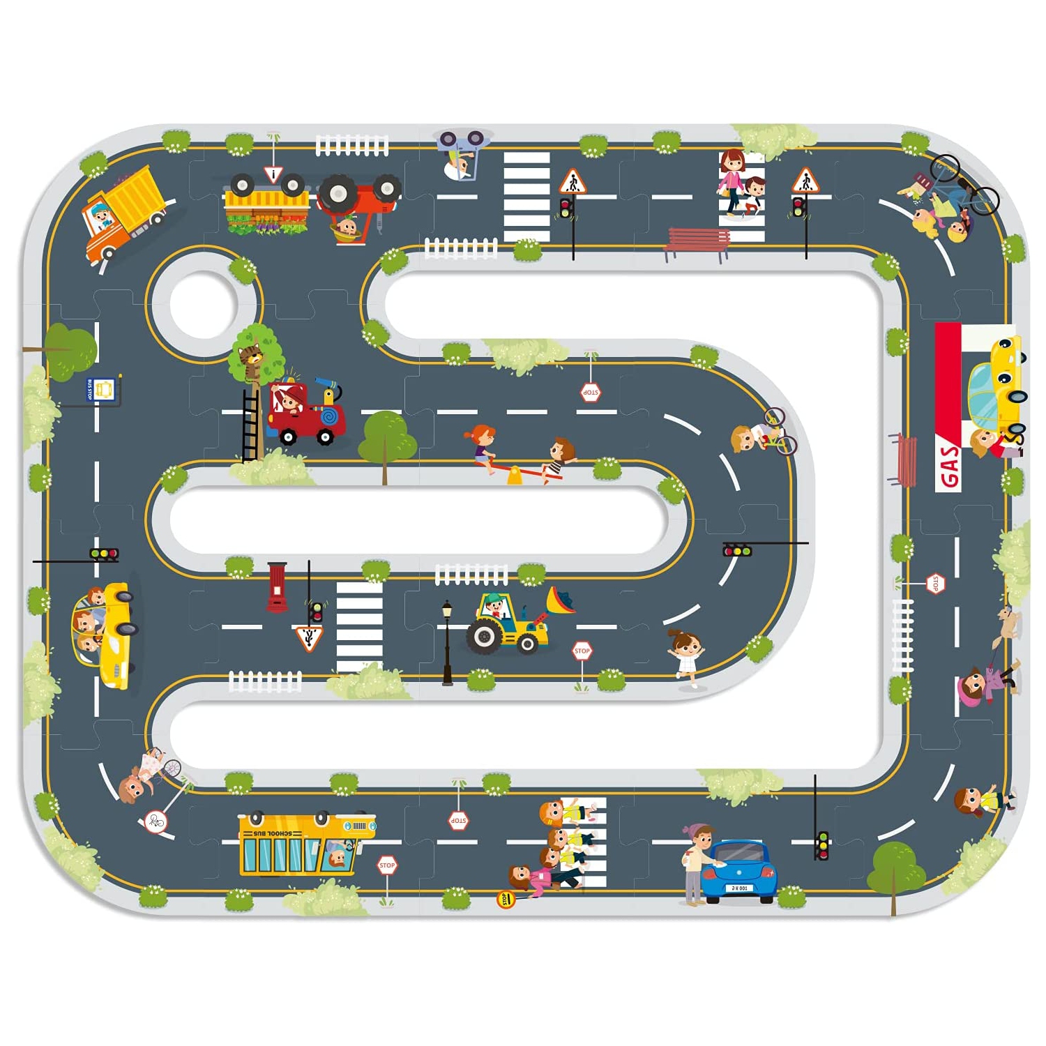 TOOKYLAND City Roads Floor Puzzle - 21pcs - Interactive Street Puzzle, for Kids Ages 3+