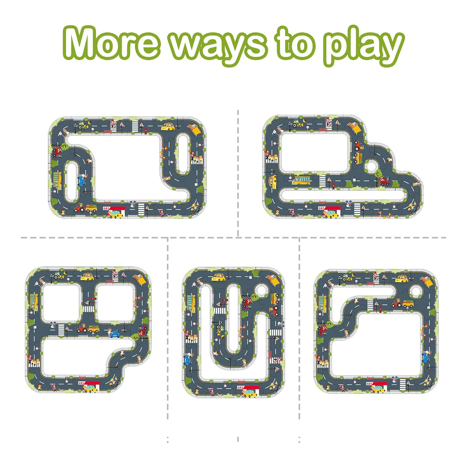 TOOKYLAND City Roads Floor Puzzle - 21pcs - Interactive Street Puzzle, for Kids Ages 3+