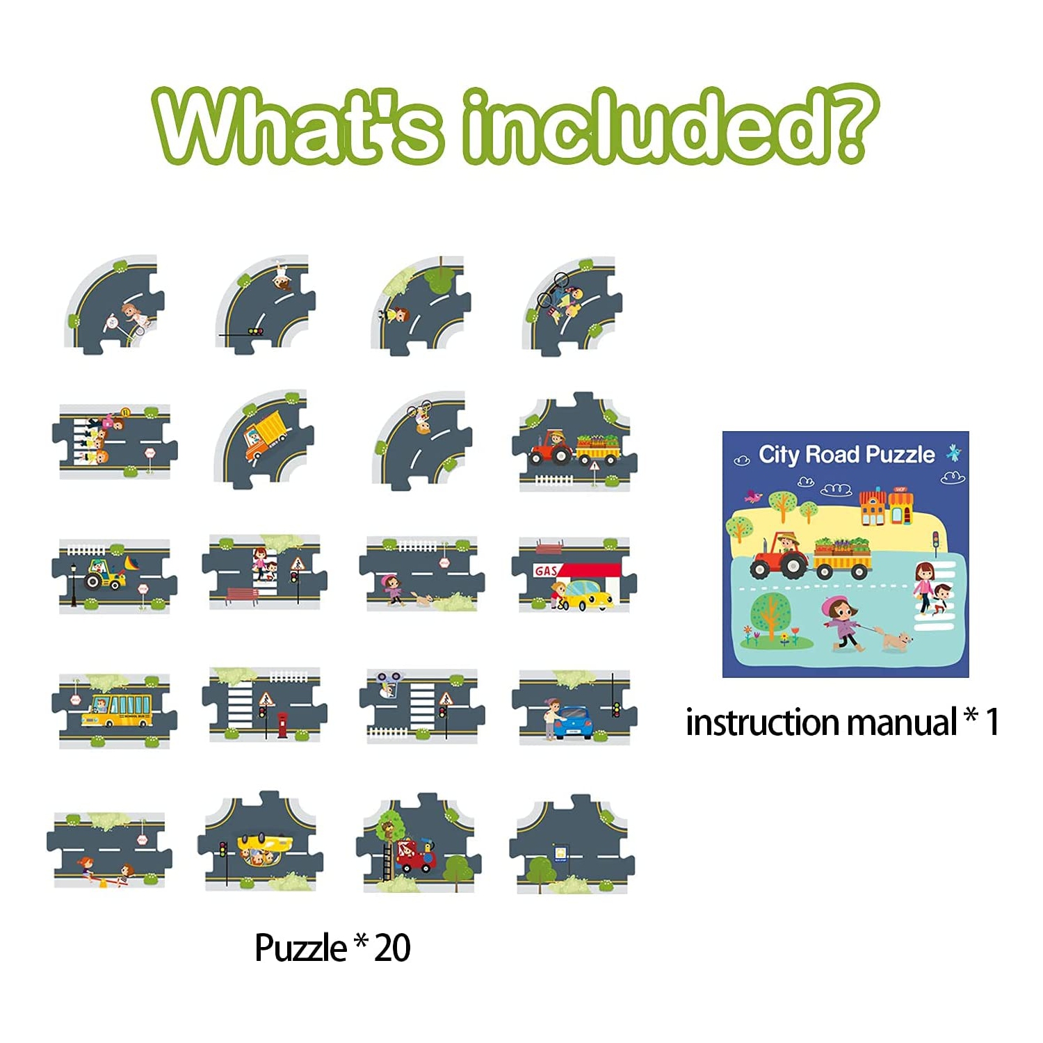 TOOKYLAND City Roads Floor Puzzle - 21pcs - Interactive Street Puzzle, for Kids Ages 3+