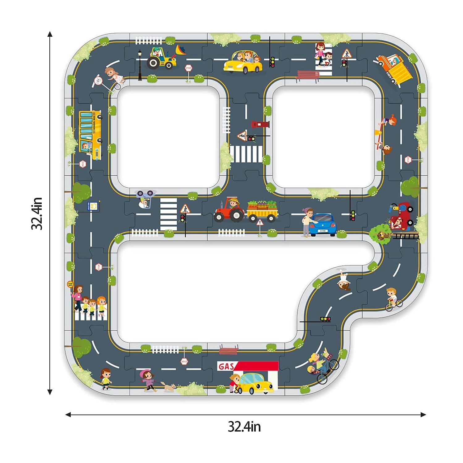 TOOKYLAND City Roads Floor Puzzle - 21pcs - Interactive Street Puzzle, for Kids Ages 3+