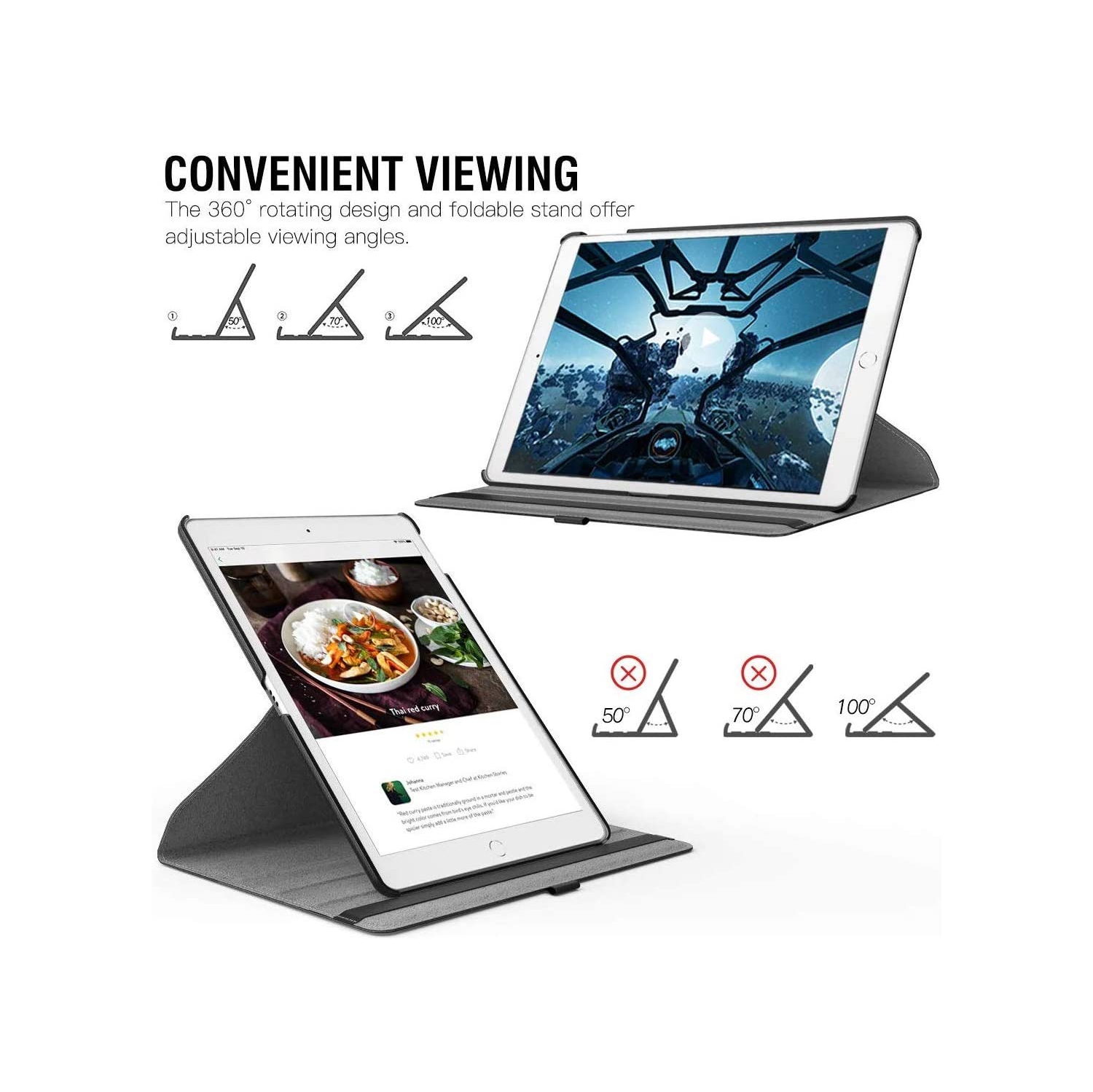 [SeperShield]Étui intelligent avec support rotatif en cuir de polyuréthane 360 pour iPad Mini de 4 5 4th 5th génération