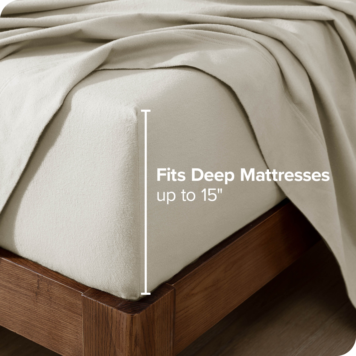 Draps en flanelle Bare Home 100 % coton, velours doux, épais. - Flanelle brossé double - poche profonde