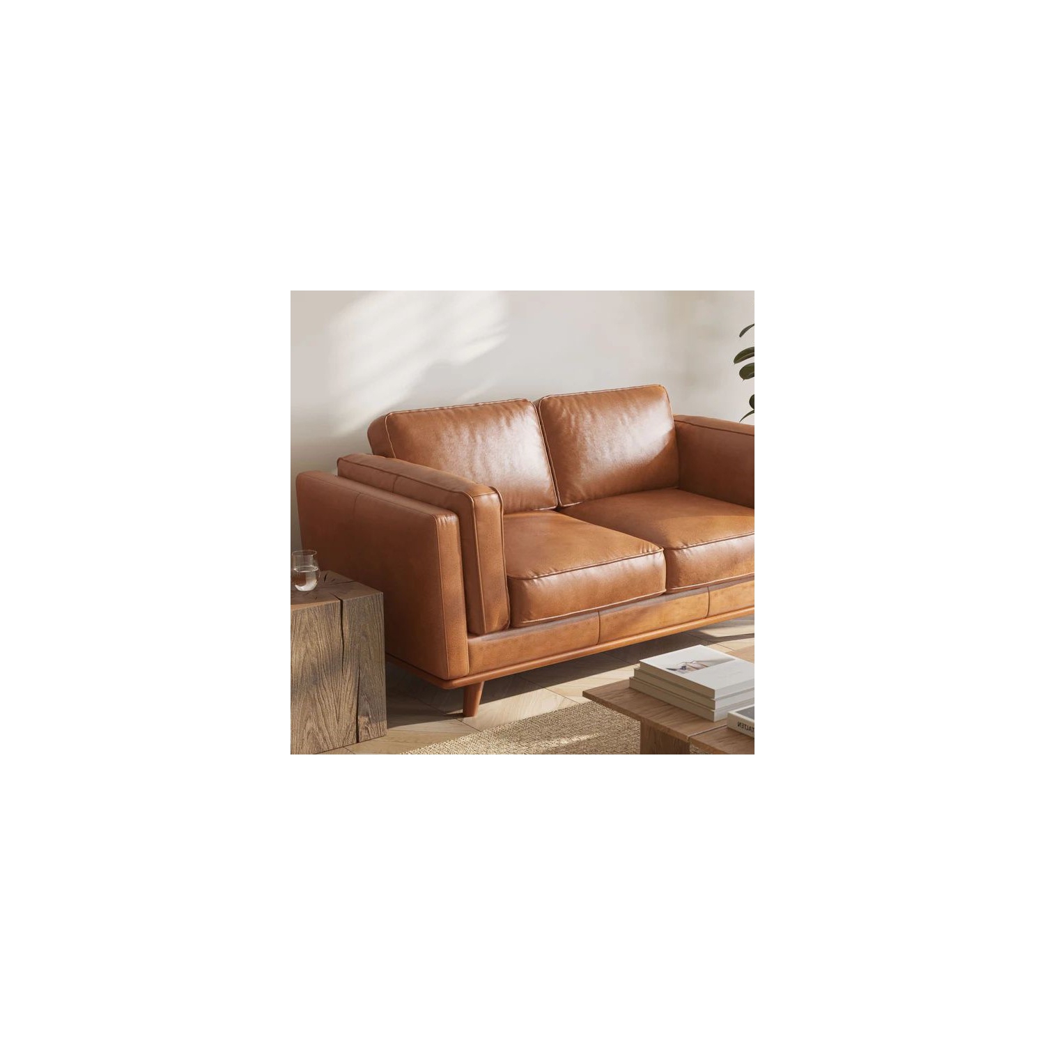 Valencia Artisan Top Grain Leather Loveseat, Cognac