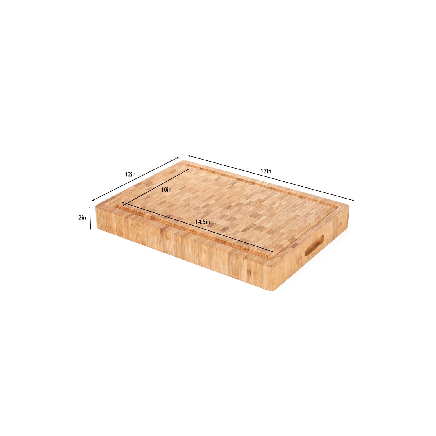 Heim Concept Large Bamboo Butcher Block Professional Grade Grainy Pattern