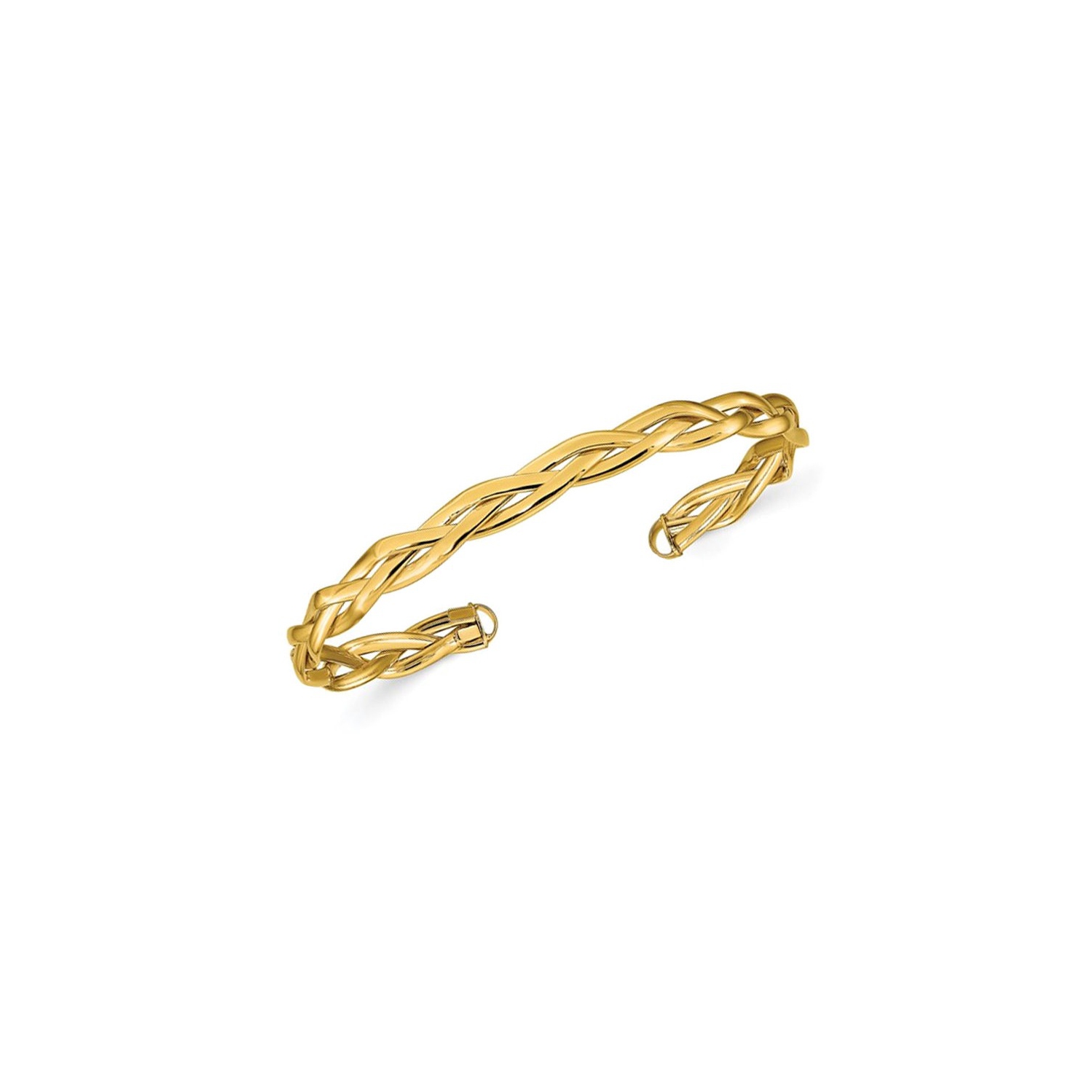 14K Yellow Gold Braided Bracelet Cuff Bangle