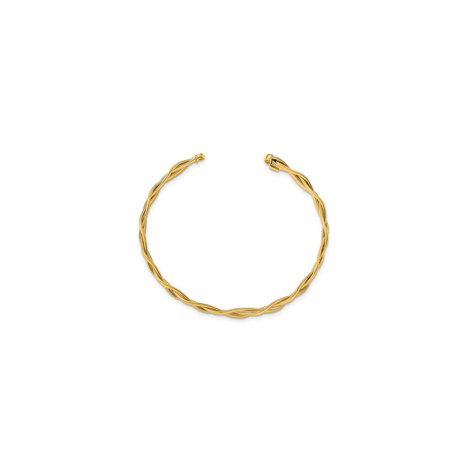 14K Yellow Gold Braided Bracelet Cuff Bangle