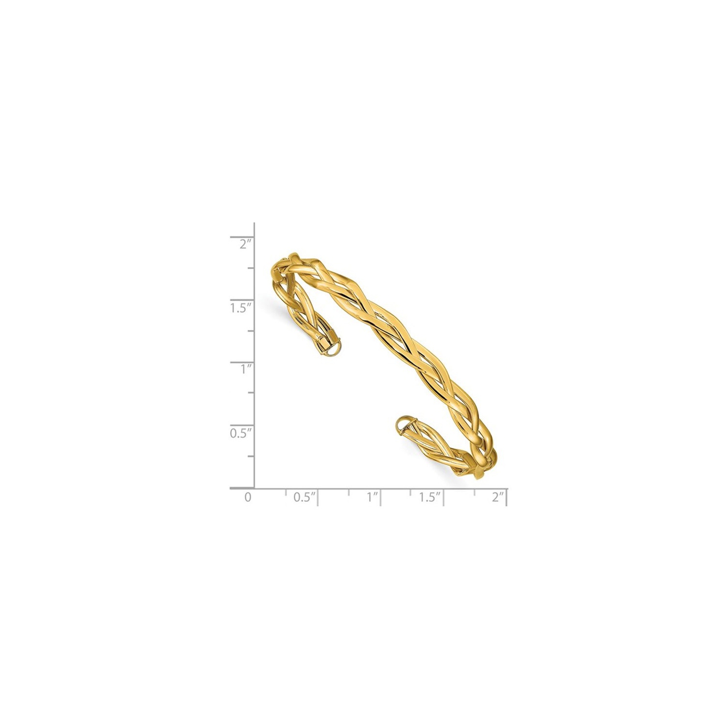 14K Yellow Gold Braided Bracelet Cuff Bangle
