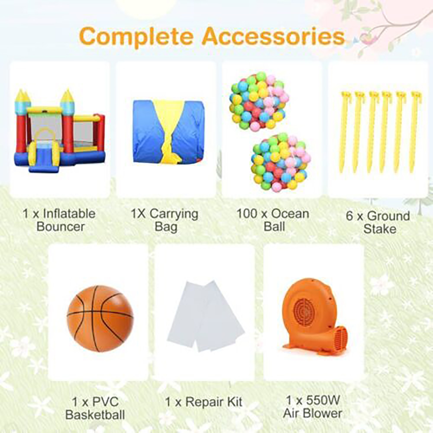 Gymax Inflatable Bounce House Slide Jumping Castle w/ Tunnels Ball Pit & 550W Blower