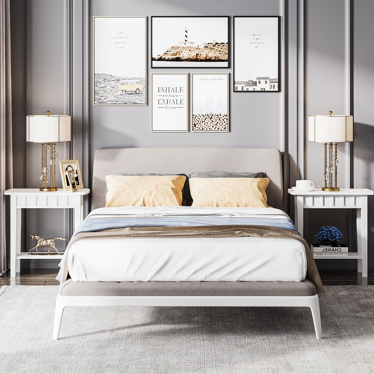 Gymax 2-tier Side End Sofa Coffee Table Nightstand for Bedroom Living Room