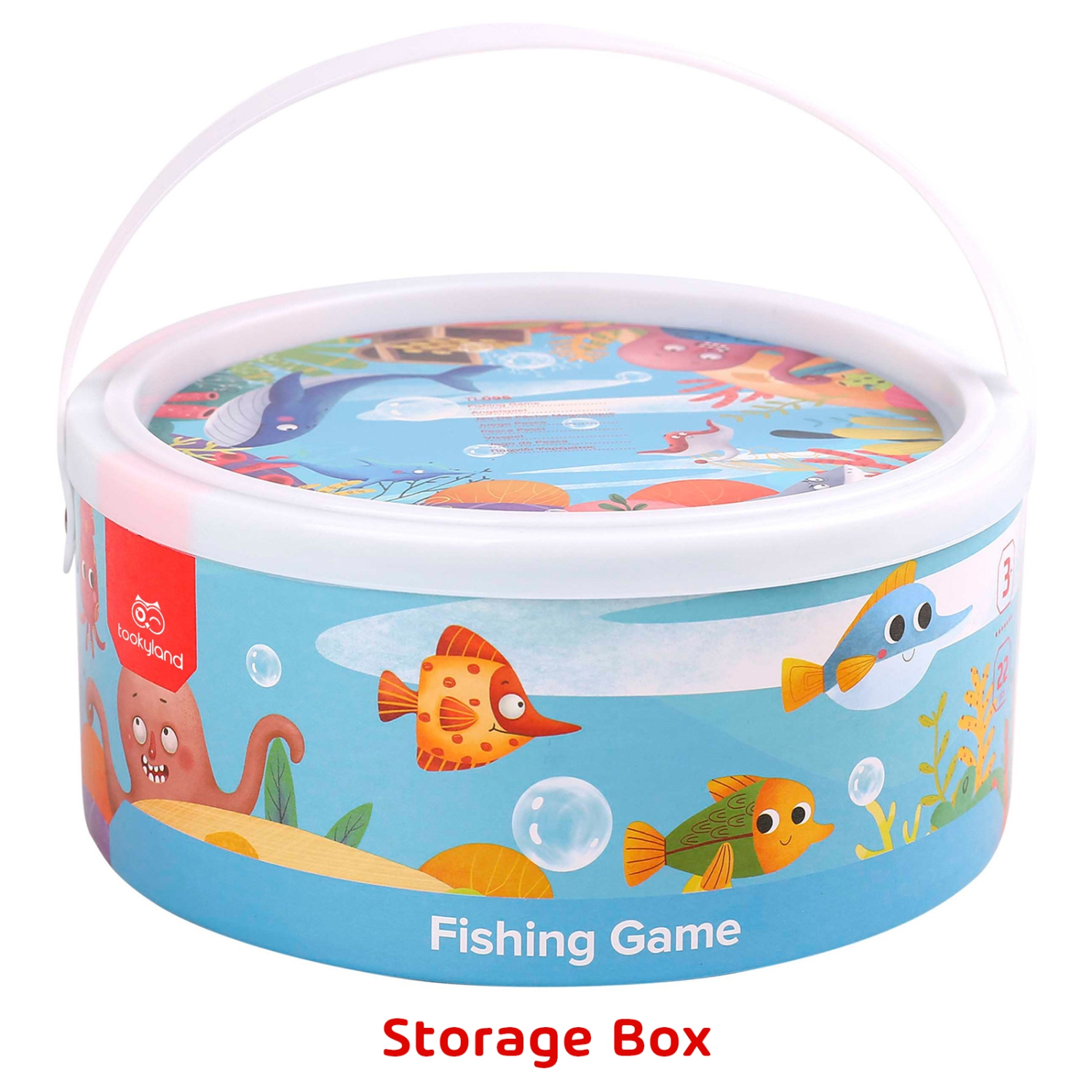 TOOKYLAND Jeu de Pêche Magnétique en Bois- 22pcs - Ensemble d'Animaux Aquatiques et Cannes à Pêche, 3 Ans +
