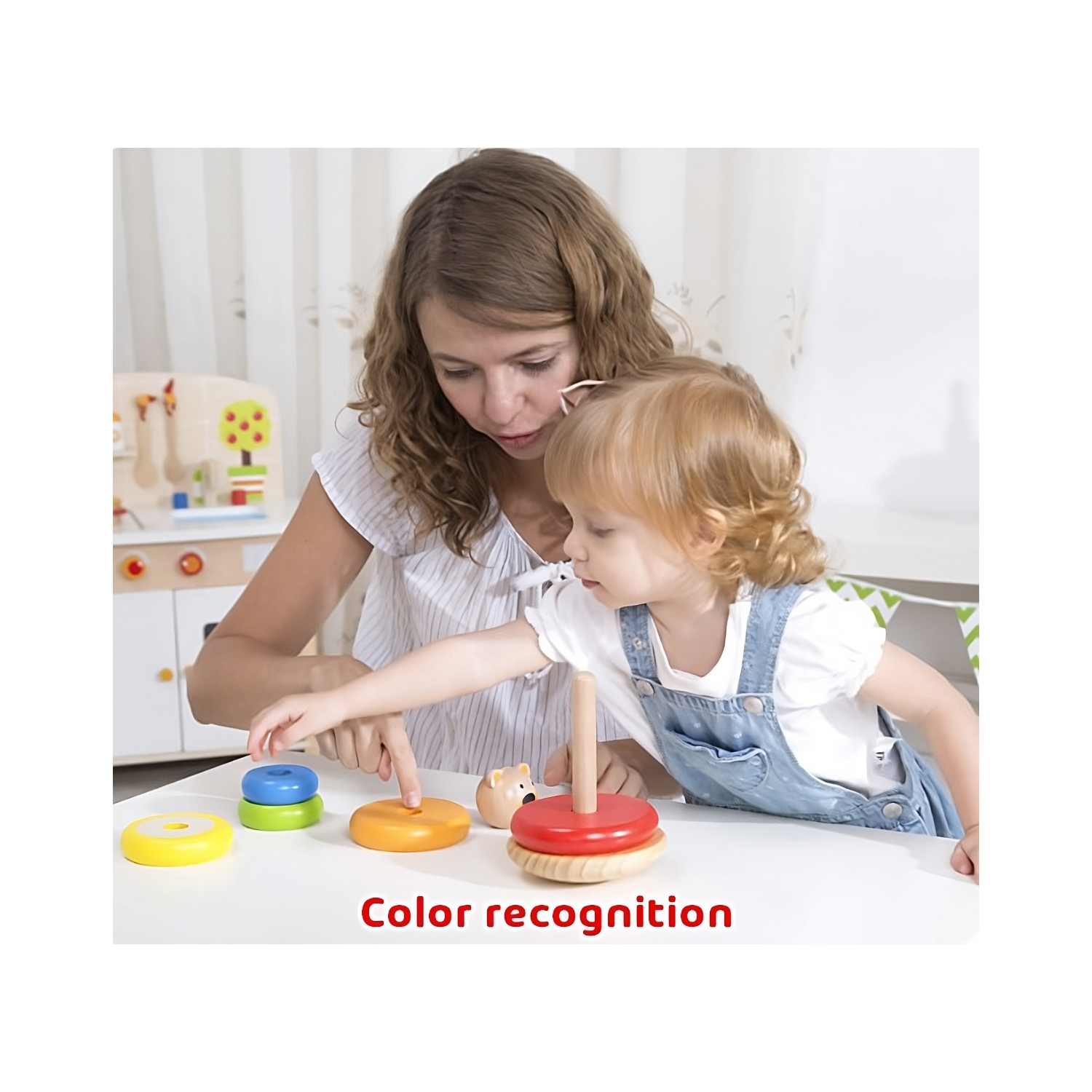 TOOKYLAND Ours Culbuto à Empiler - 7pcs - Jouet Empileur Culbutant en Bois, 12m+