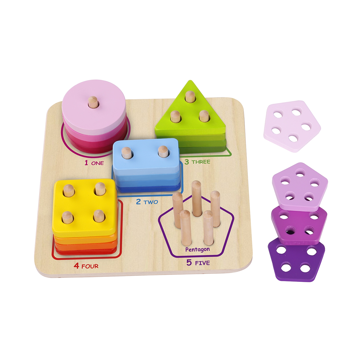 TOOKYLAND Trieur de Formes Géométriques en Bois - 21pcs - Jouet de Reconnaissance de Formes et Couleurs, 2 Ans et +