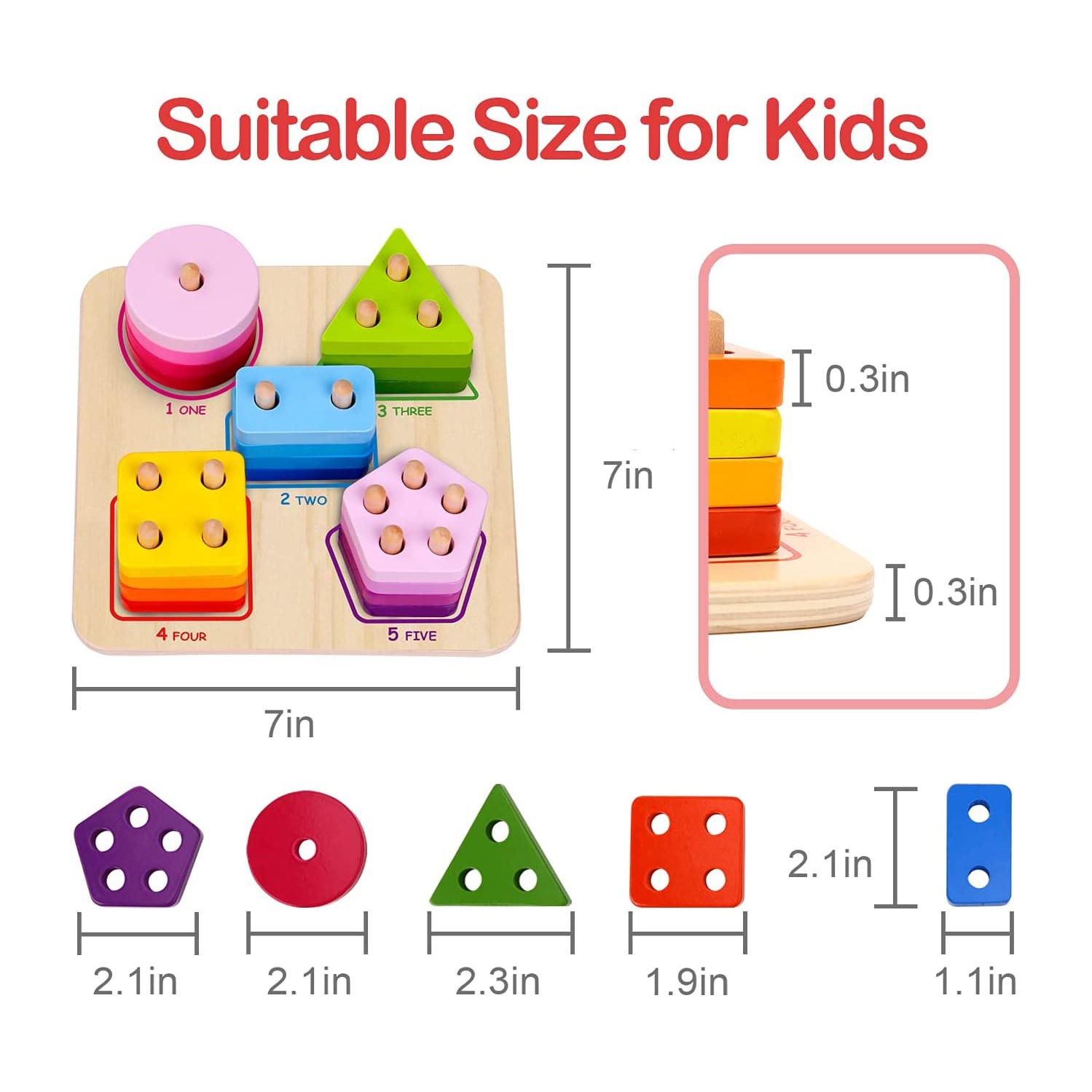 TOOKYLAND Trieur de Formes Géométriques en Bois - 21pcs - Jouet de Reconnaissance de Formes et Couleurs, 2 Ans et +