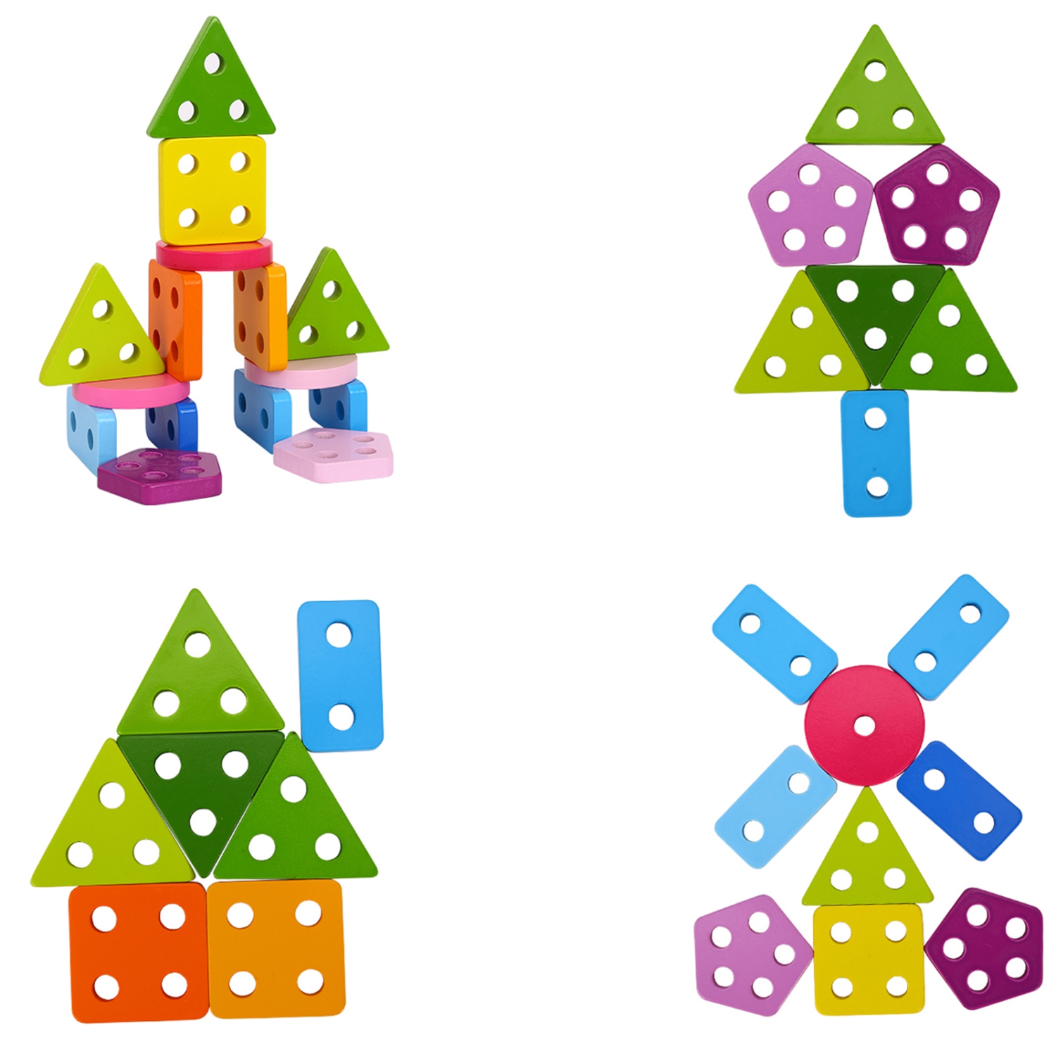 TOOKYLAND Trieur de Formes Géométriques en Bois - 21pcs - Jouet de Reconnaissance de Formes et Couleurs, 2 Ans et +