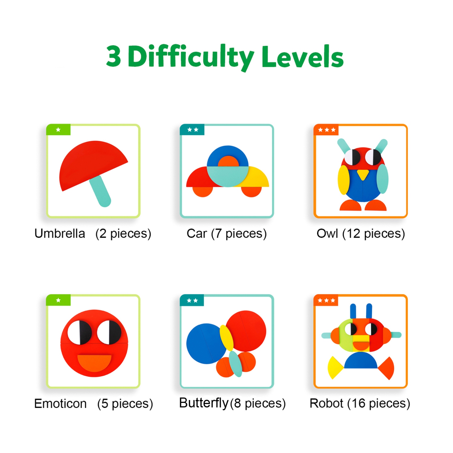 TOOKYLAND Casse-tête de Formes Géométriques en Bois - 55 pcs - Cartes de Référence Incluses, 3 Ans +