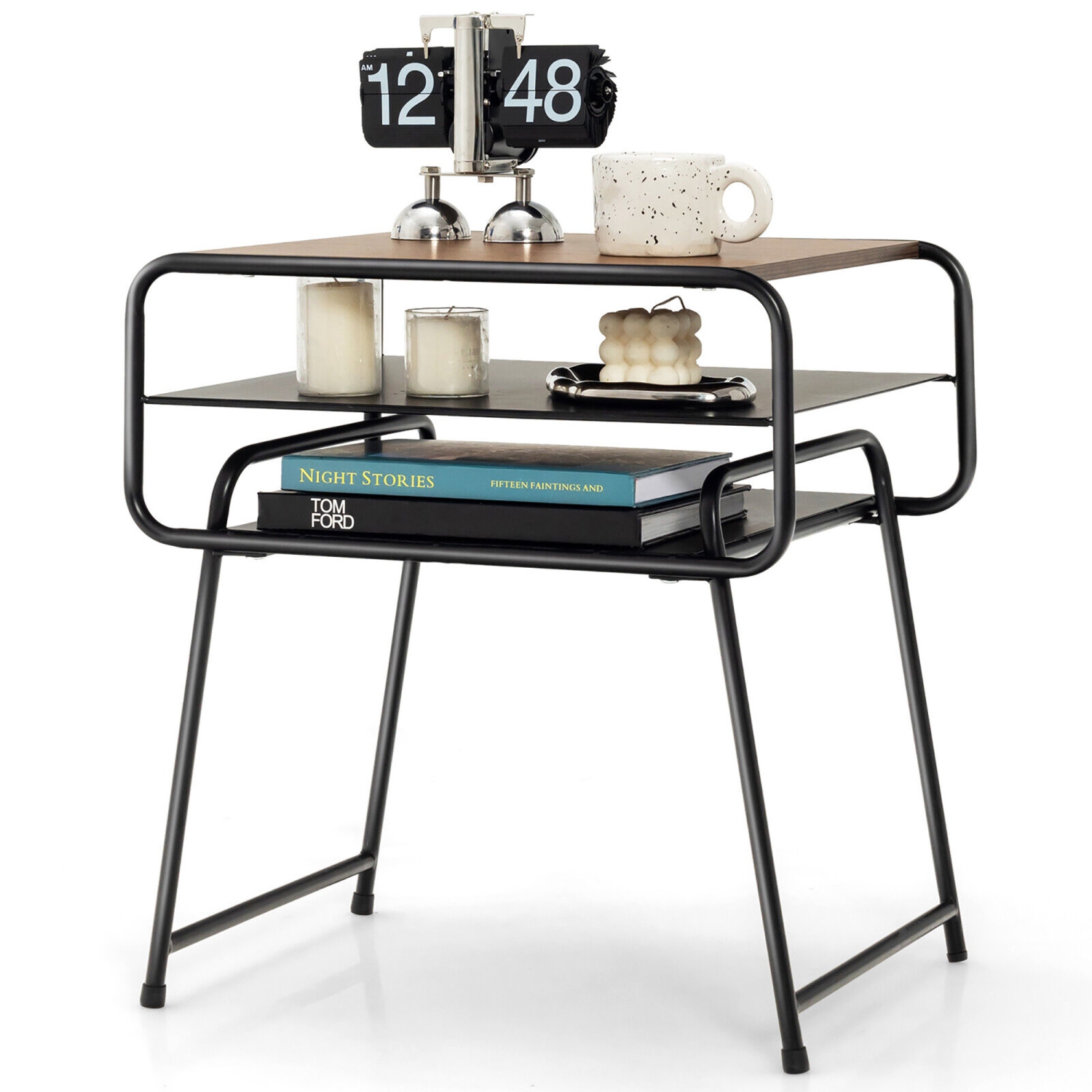 Gymax 3-tier Side End Sofa Display Table Compact Nightstand for Bedroom Living Room