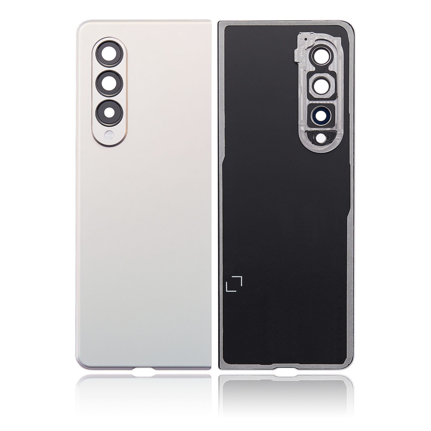 Replacement Back Cover Glass With Camera Lens Compatible For Samsung Galaxy Z Fold 3 5G (F926) (Phantom Silver) (Premium)