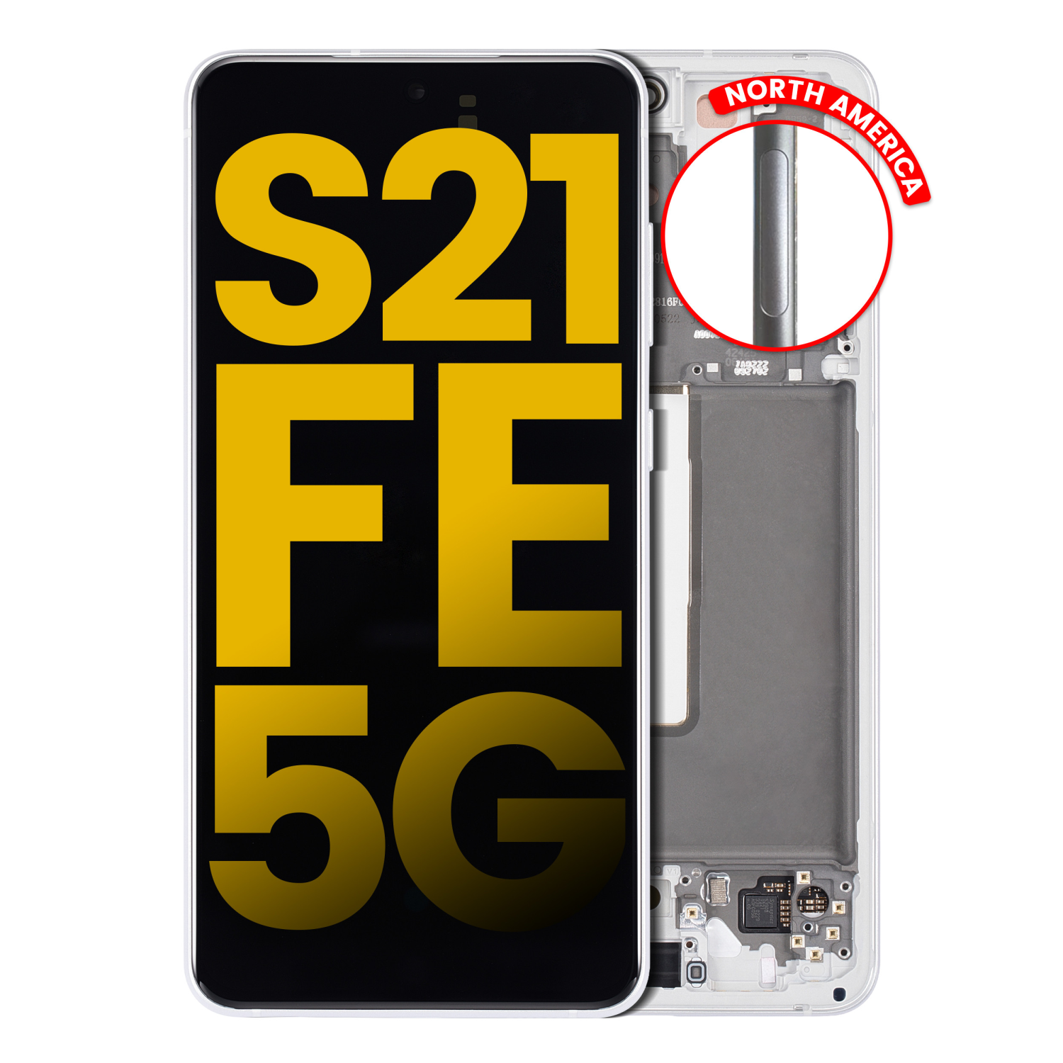 Remis à neuf – écran DELO de remplacement avec cadre compatible avec le Galaxy S21 FE 5G de Samsung (G990U) (version Amérique du Nord) (Blanc)