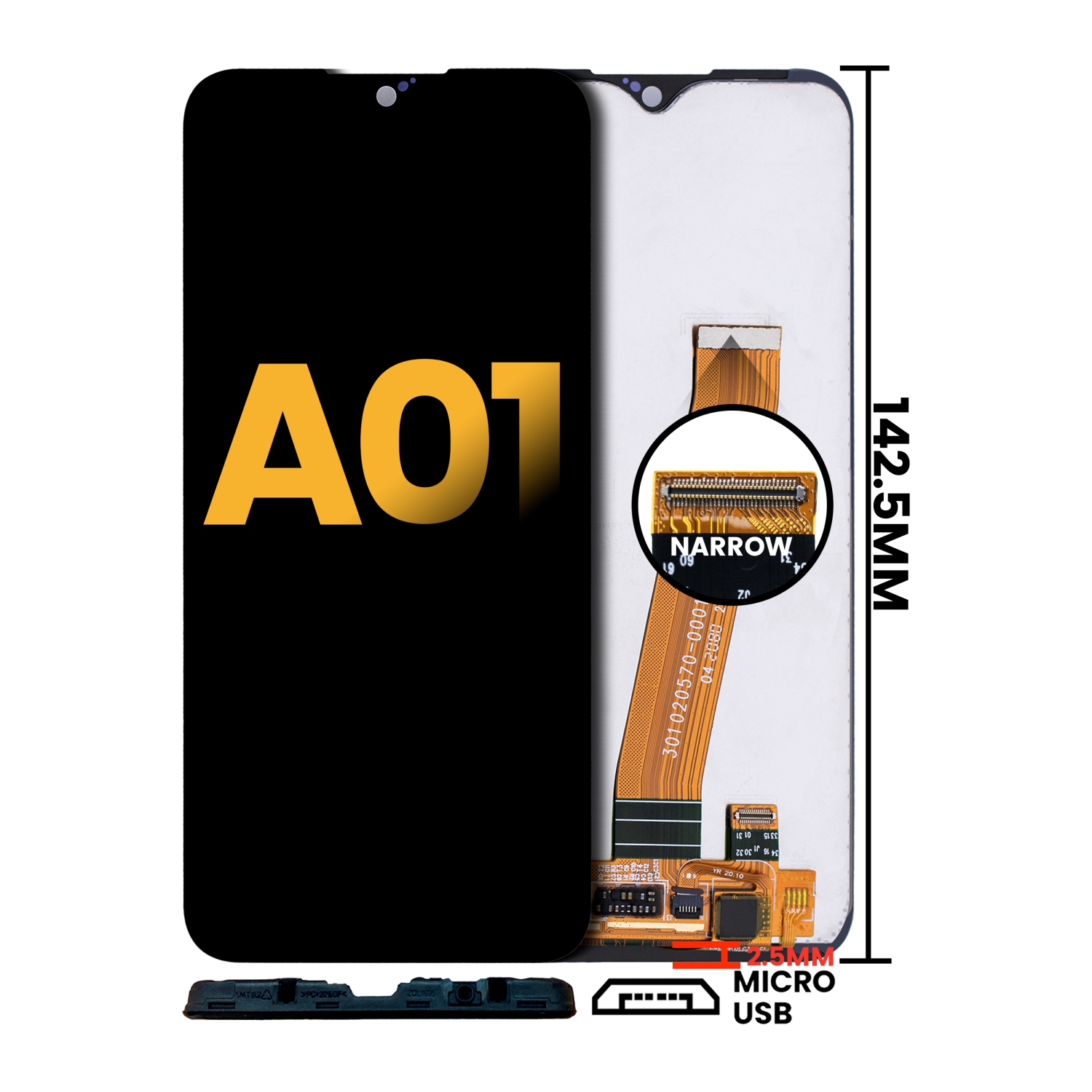 Refurbished - Replacement LCD Assembly Without Frame Compatible For Samsung Galaxy A01 (Global Model) (Micro USB Frame) (All Colors)