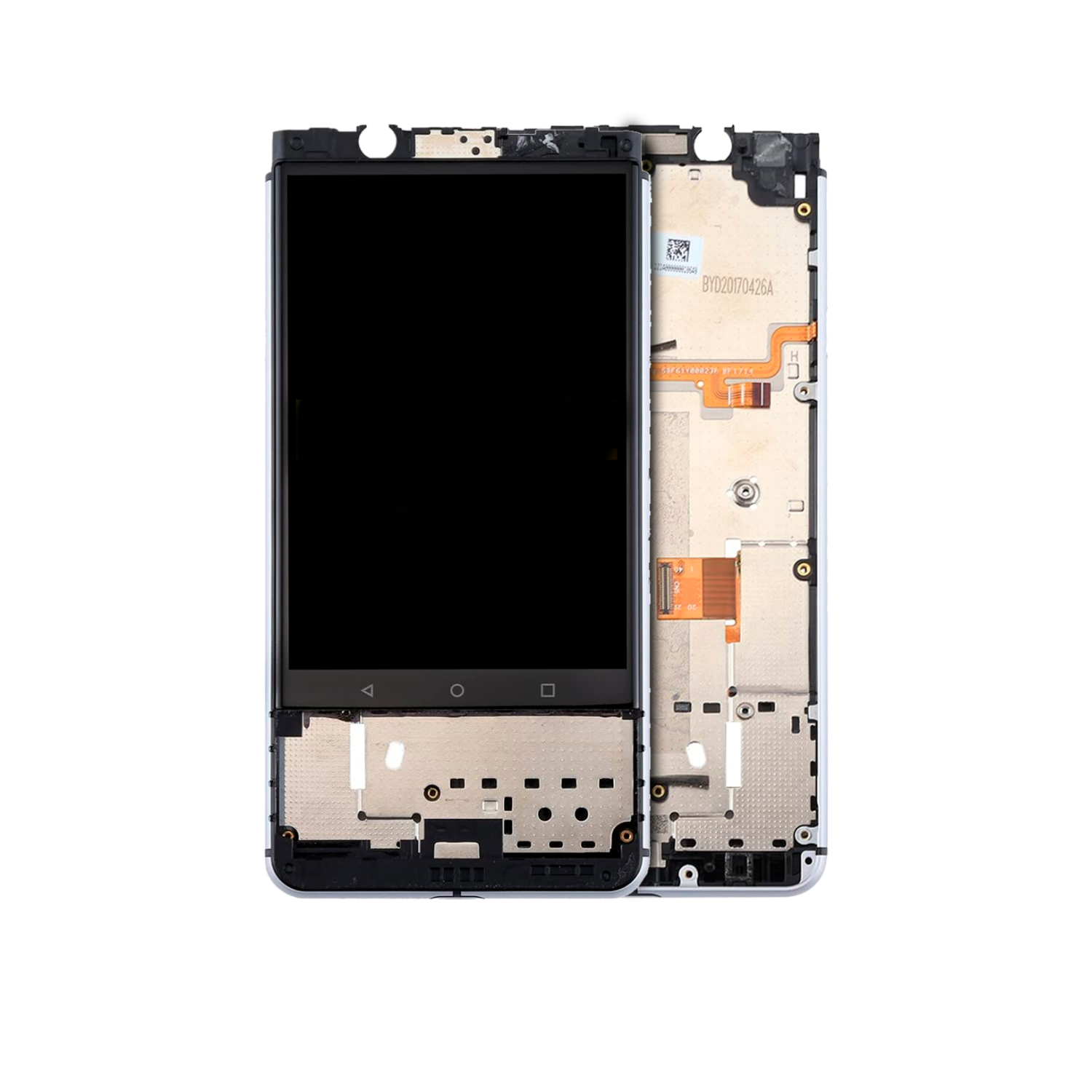 Refurbished - Replacement LCD Assembly With Frame Compatible For BlackBerry KEYone (Silver)