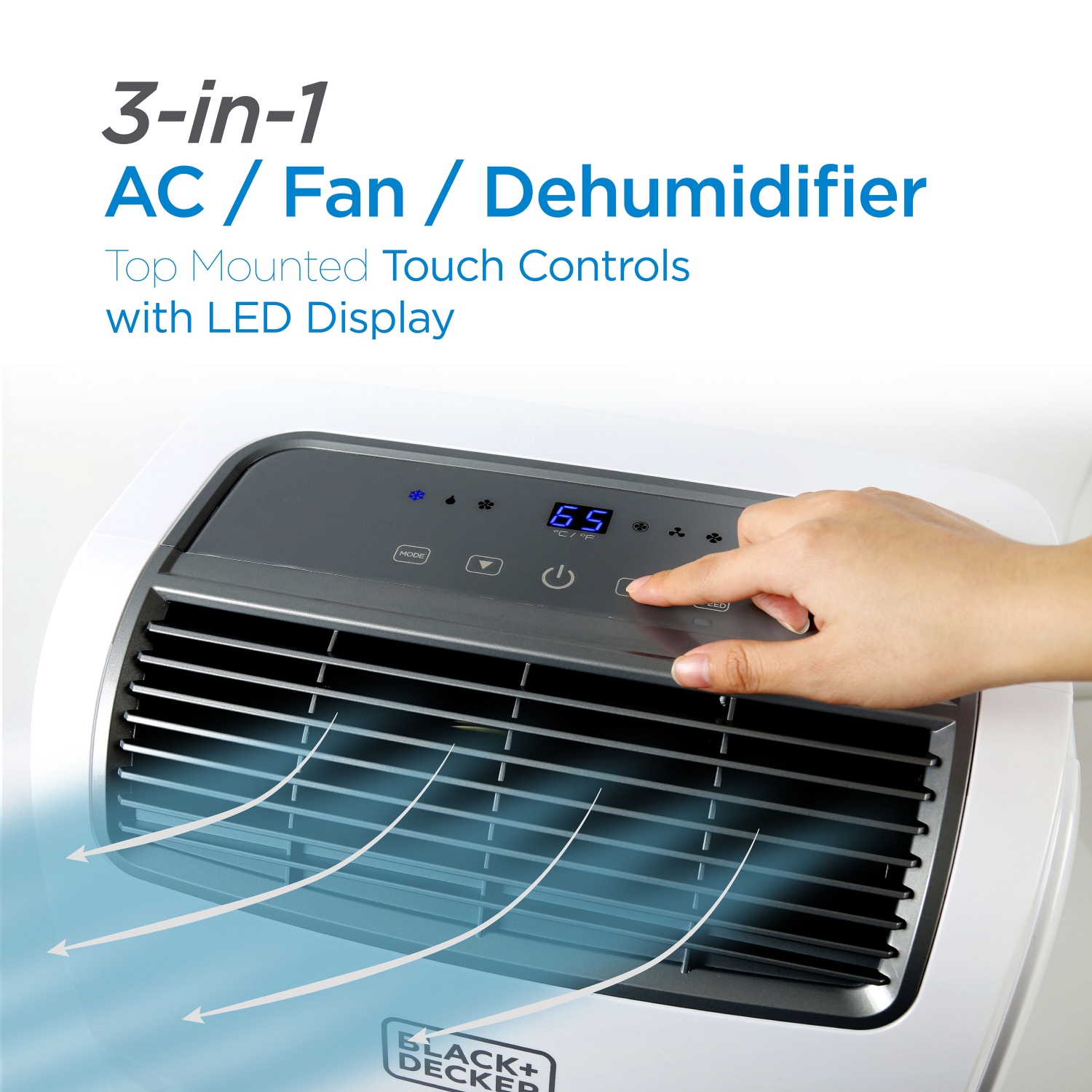 BLACK+DECKER 8,000 BTU Portable Air Conditioner with Remote Control, White