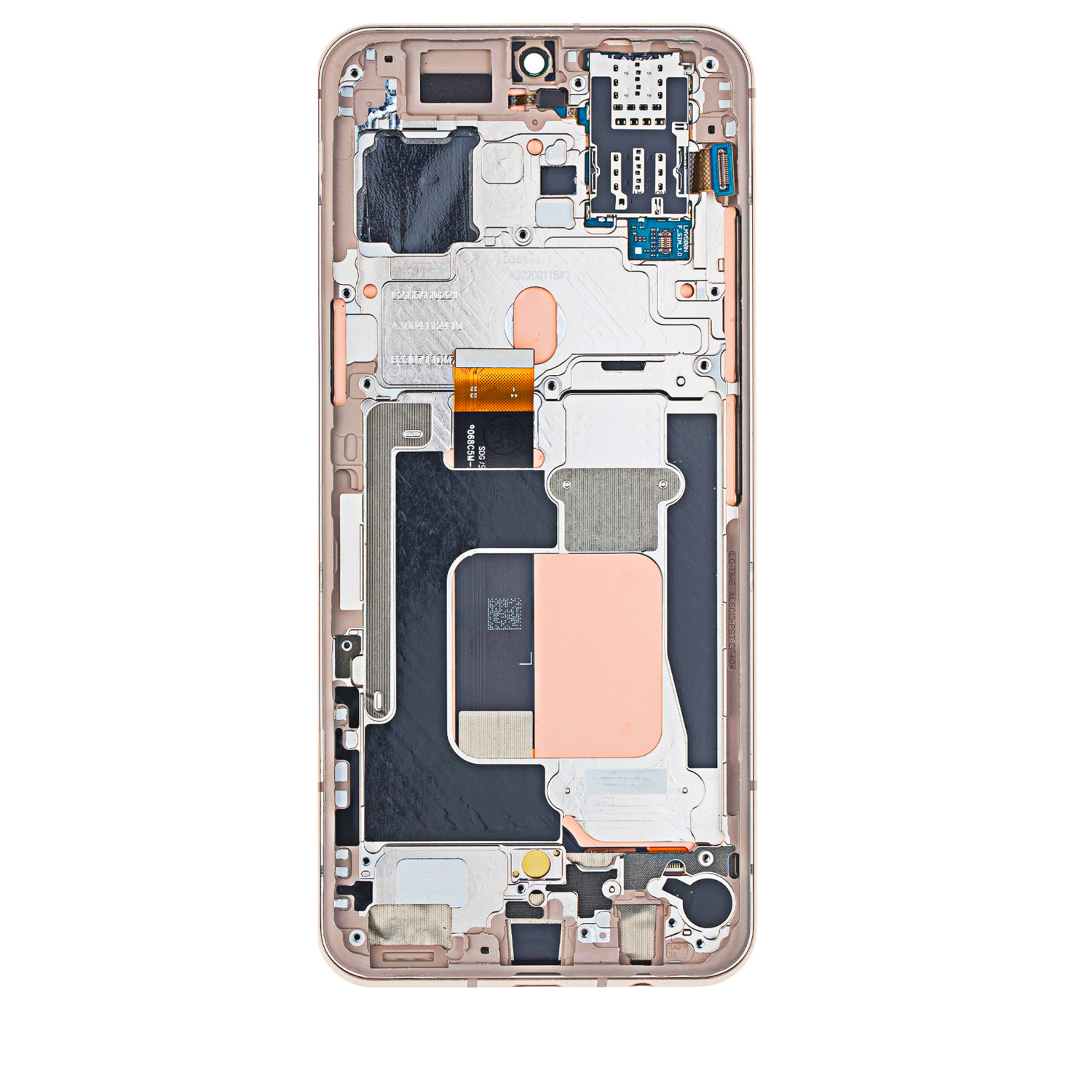 Replacement OLED Assembly With Frame Compatible For LG V60 ThinQ 5G UW (Used OEM Pull: Grade B/C) (Classy Blue) (Gold Frame)