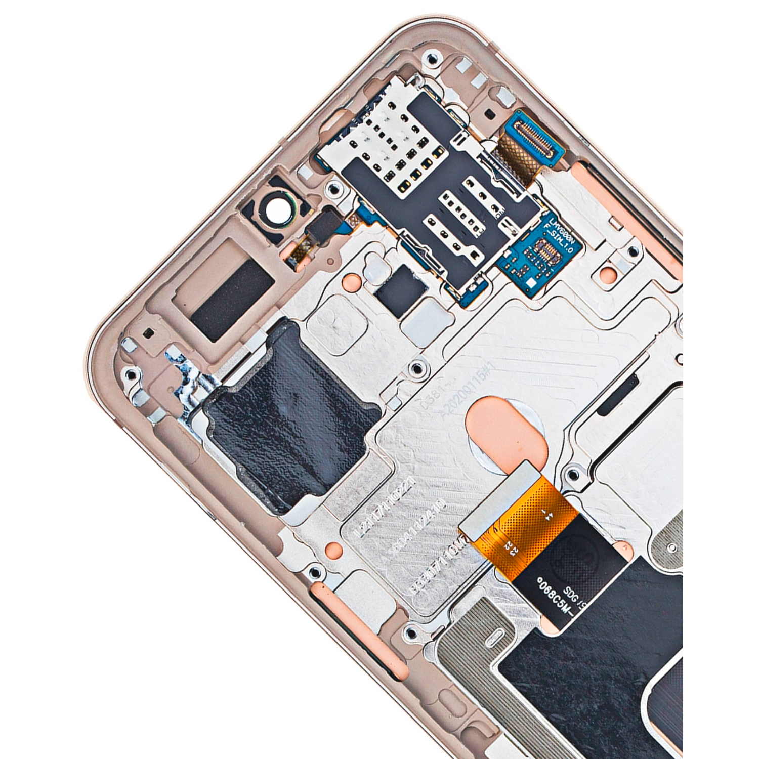 Replacement OLED Assembly With Frame Compatible For LG V60 ThinQ 5G UW (Used OEM Pull: Grade B/C) (Classy Blue) (Gold Frame)