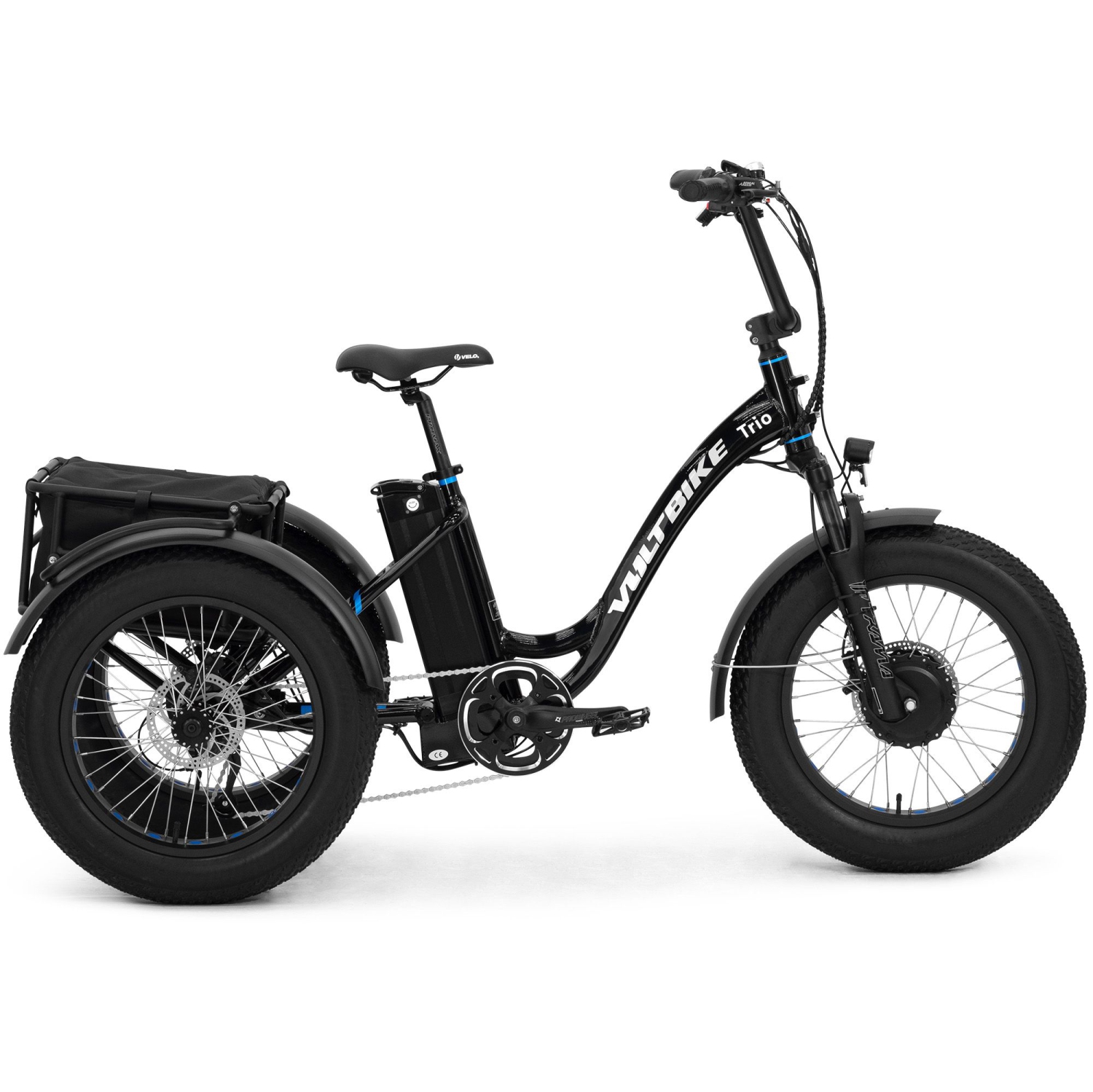 VoltBike Trio Electric Trike with Hydraulic Brakes, 500w motor, 17.5Ah Li-ion battery, Color LCD screen