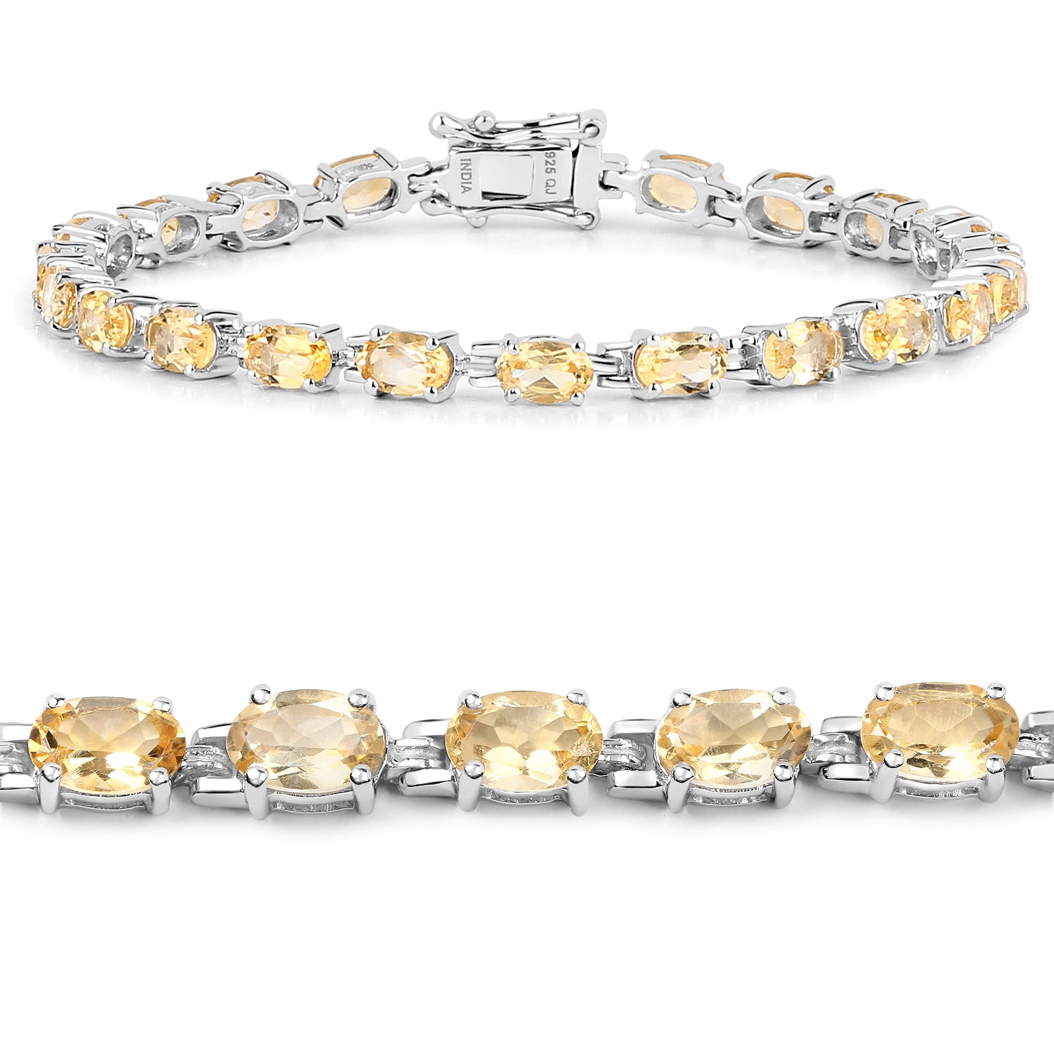 Bracelet en argent sterling à citrine véritable 9.03 carats .925