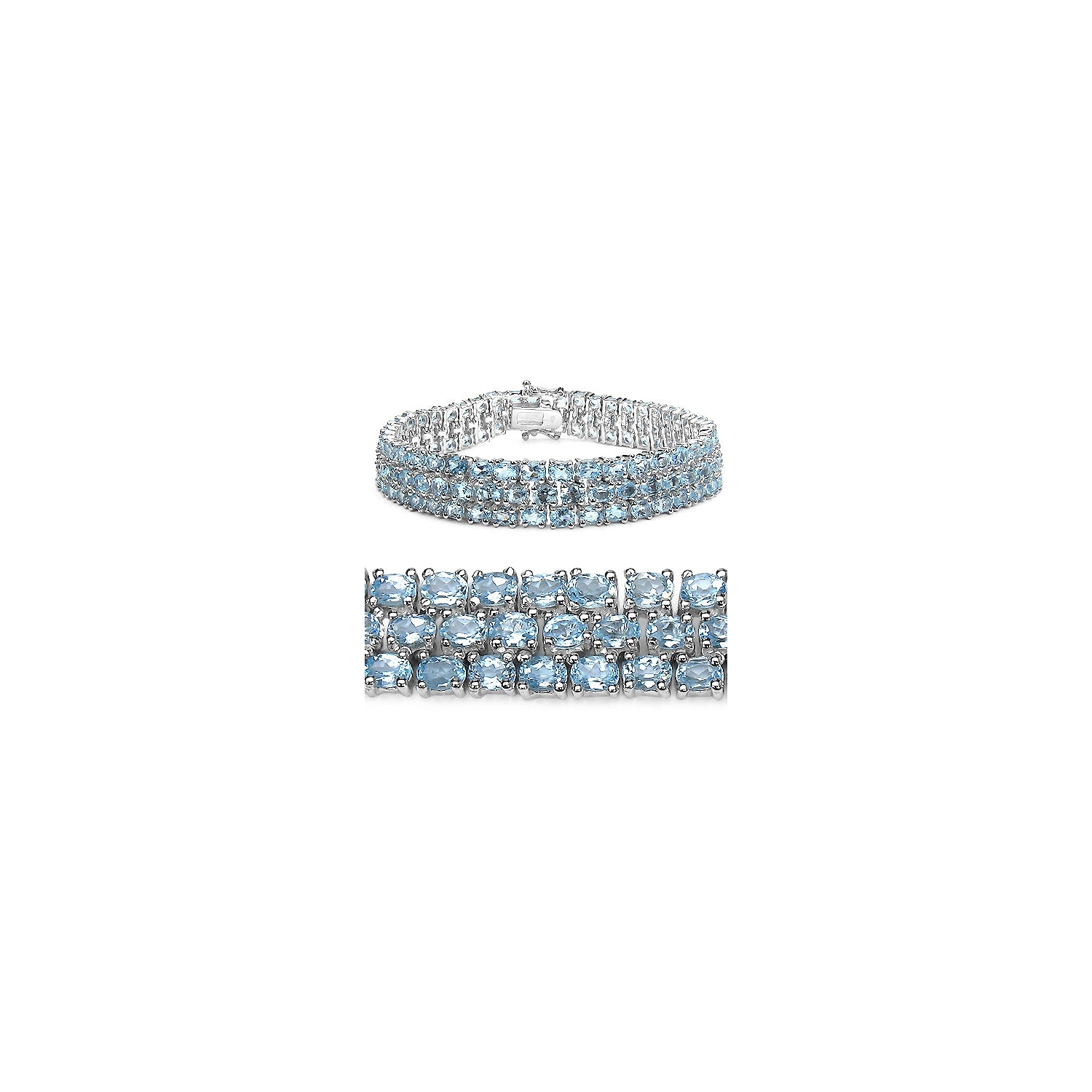 Bracelet en argent sterling avec topaze bleue authentique 26.20 carats