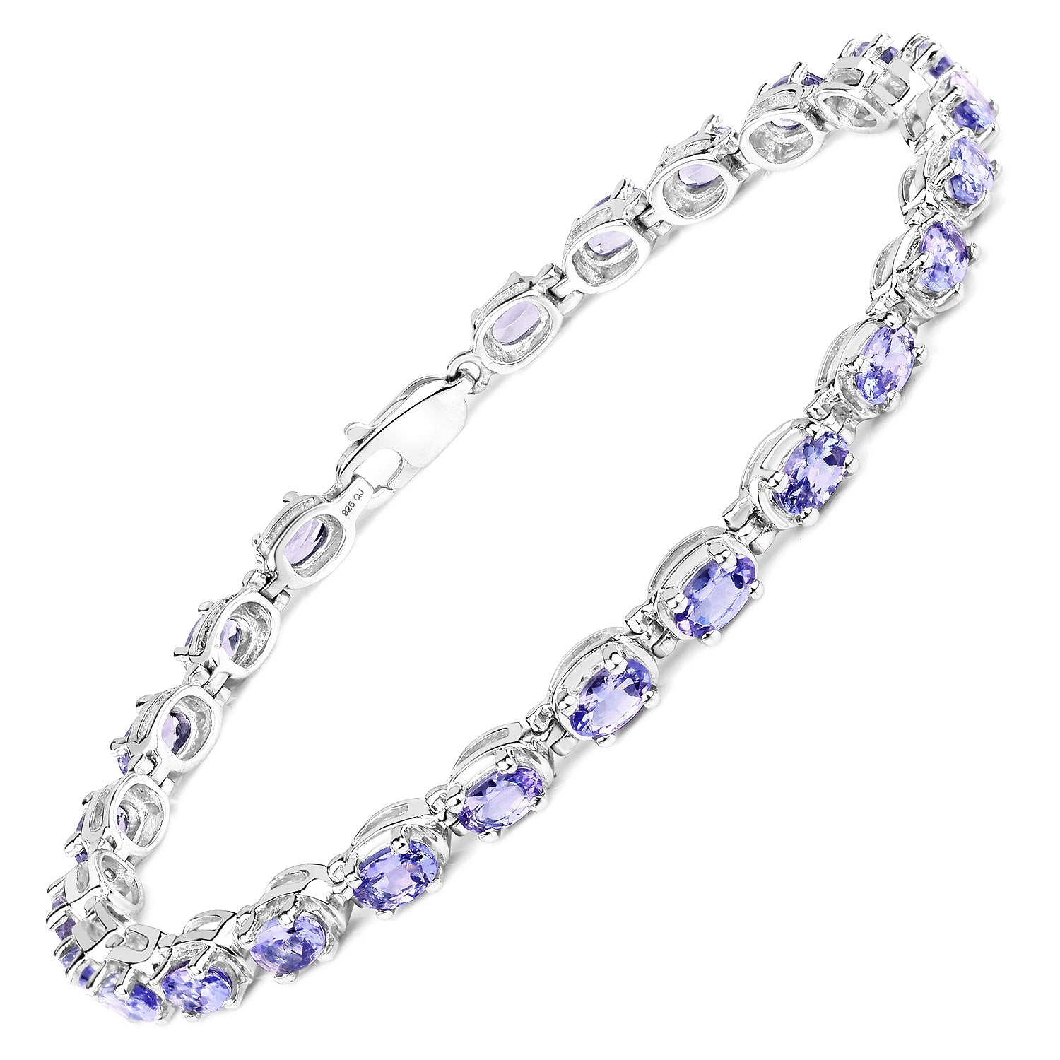 Bracelet en argent sterling avec tanzanite véritable 6.00 carats