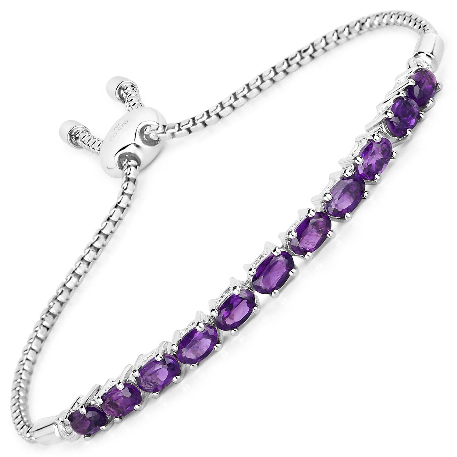Bracelet en argent sterling avec améthyste véritable 1.98 carats