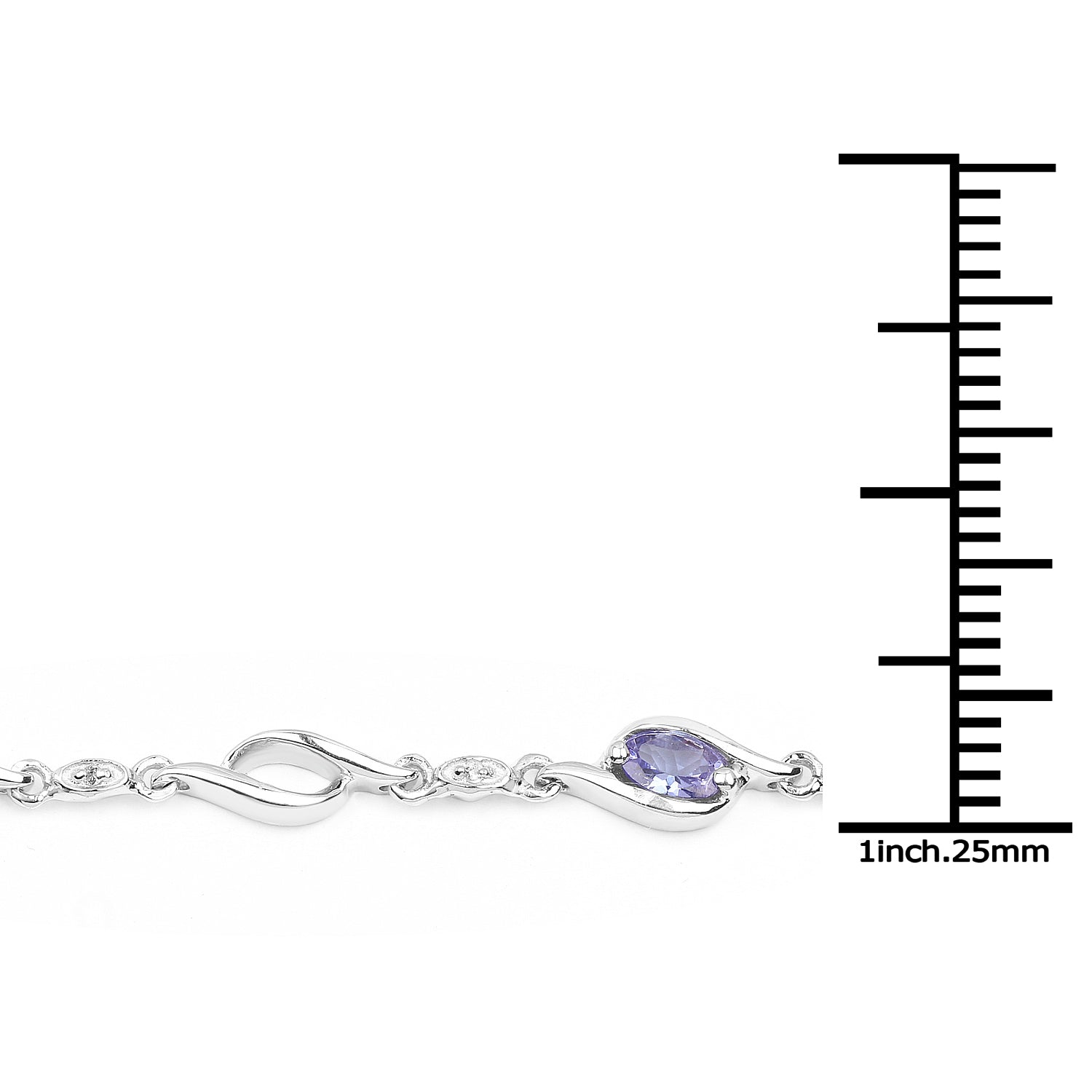 Bracelet en argent sterling 0,925 avec tanzanite véritable et topaze blanche 1.30 carats