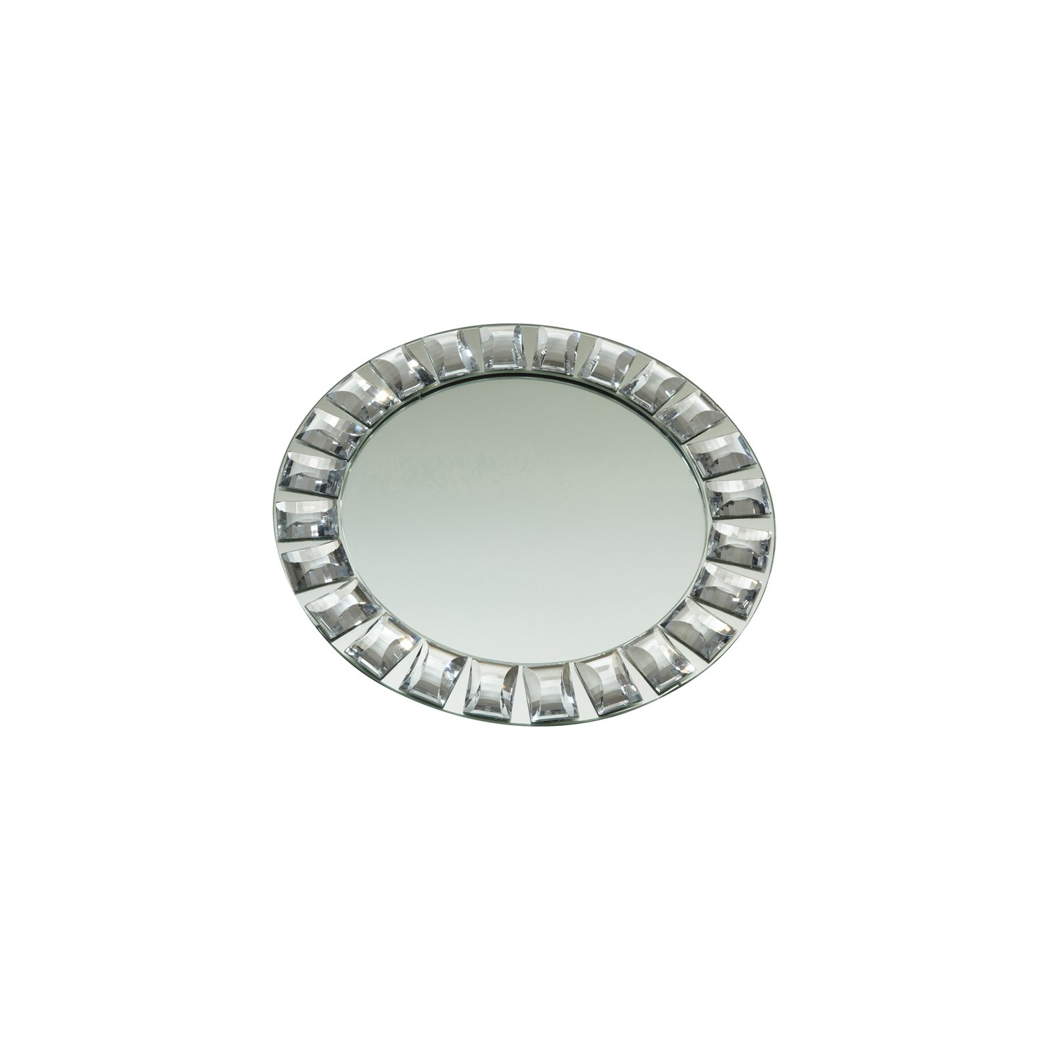 Jiallo 13"Dia Diamond Rim Glass Mirror Charger Plate in Mirrored/Silver