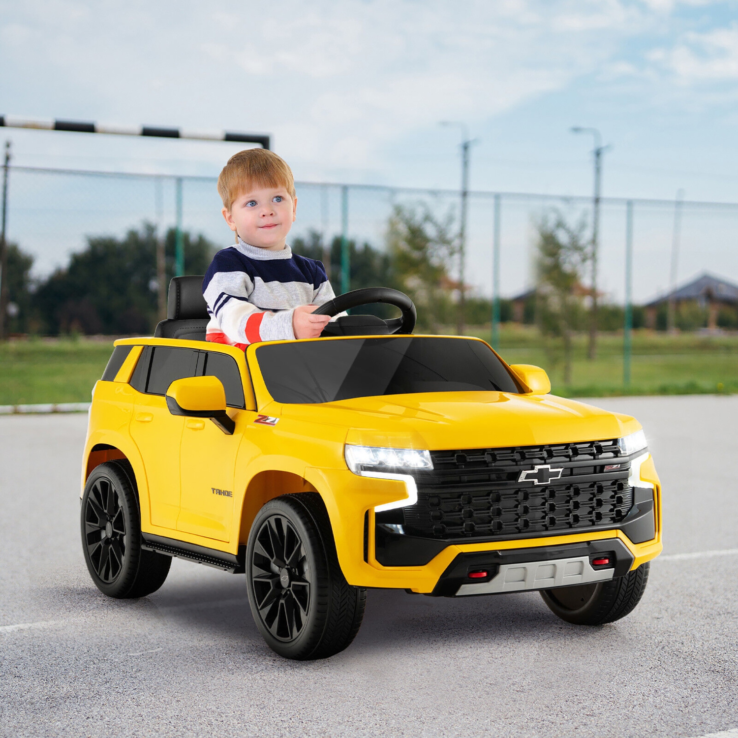 Gymax 12V Kids Ride On Car Chevrolet Tahoe Electric Truck SUV Remote w/ Light & Music