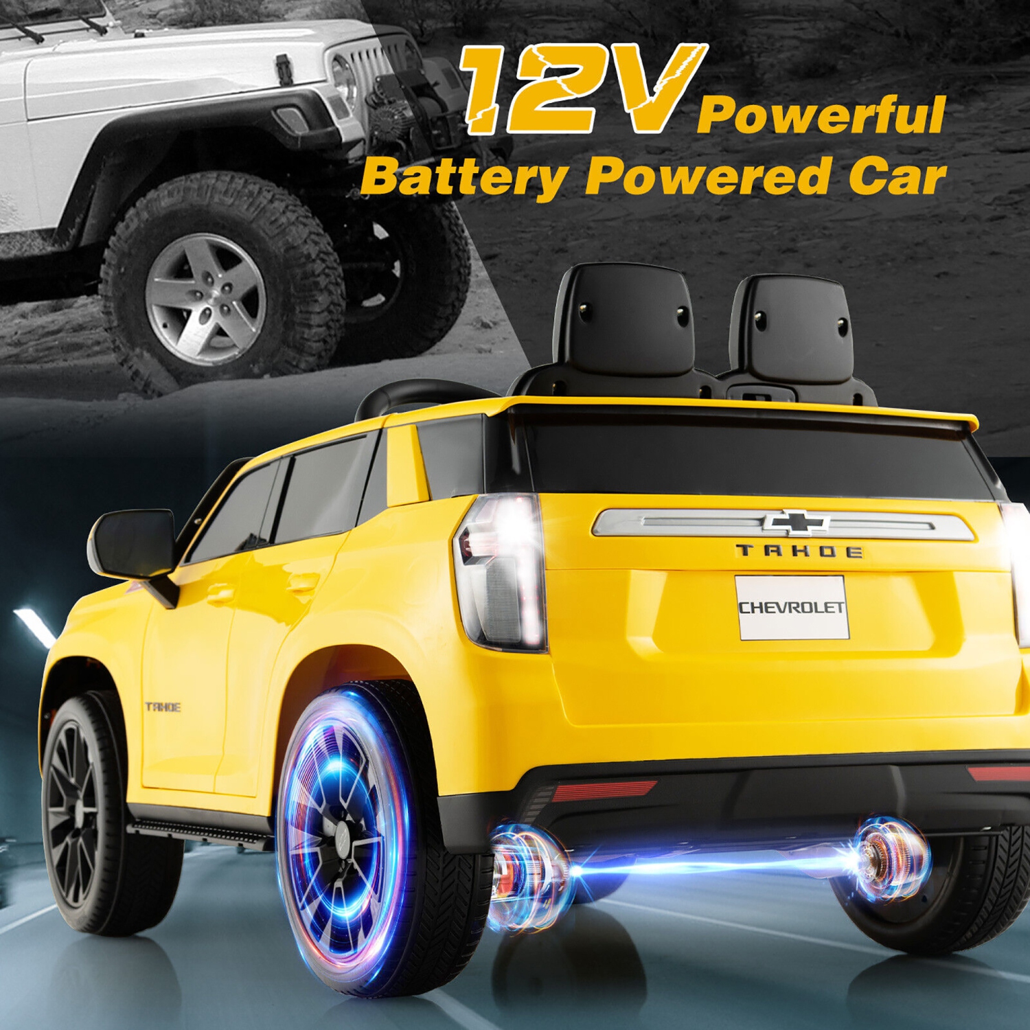 Gymax 12V Kids Ride On Car Chevrolet Tahoe Electric Truck SUV Remote w/ Light & Music