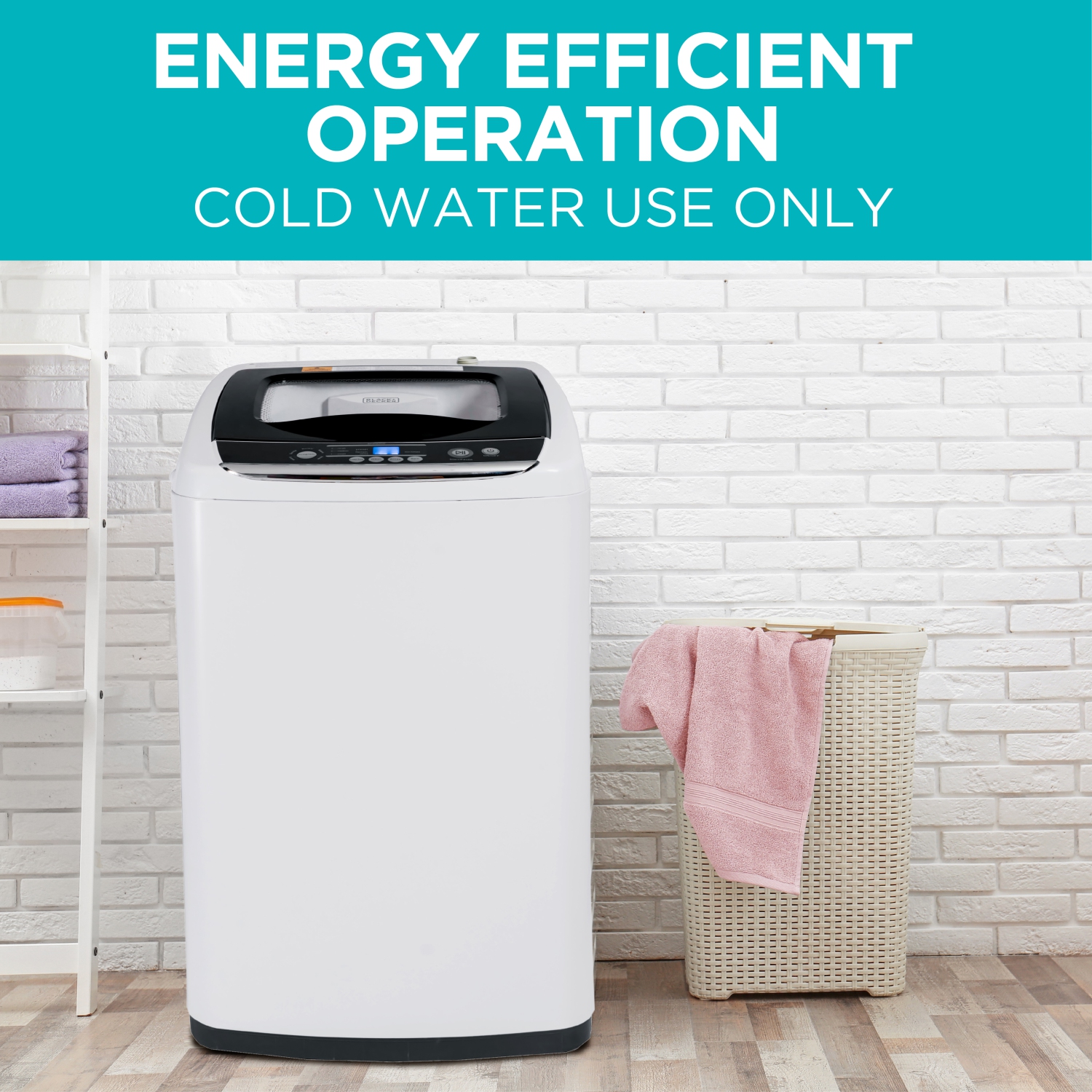 BLACK+DECKER Small Portable Washer, Portable Washer 0.9 Cu. Ft. with 5 Cycles, Transparent Lid & LED Display