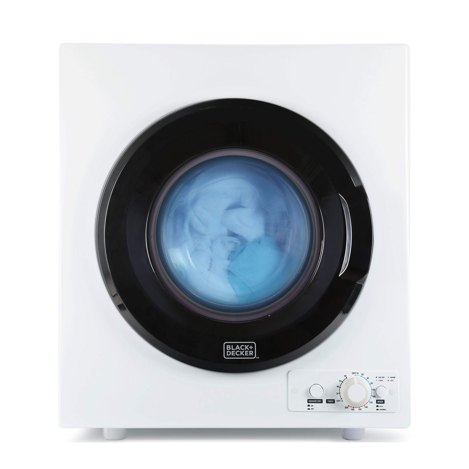 BLACK+DECKER Sécheuse portative, petite, 4 modes, volume de charge 8,8 lb, blanc