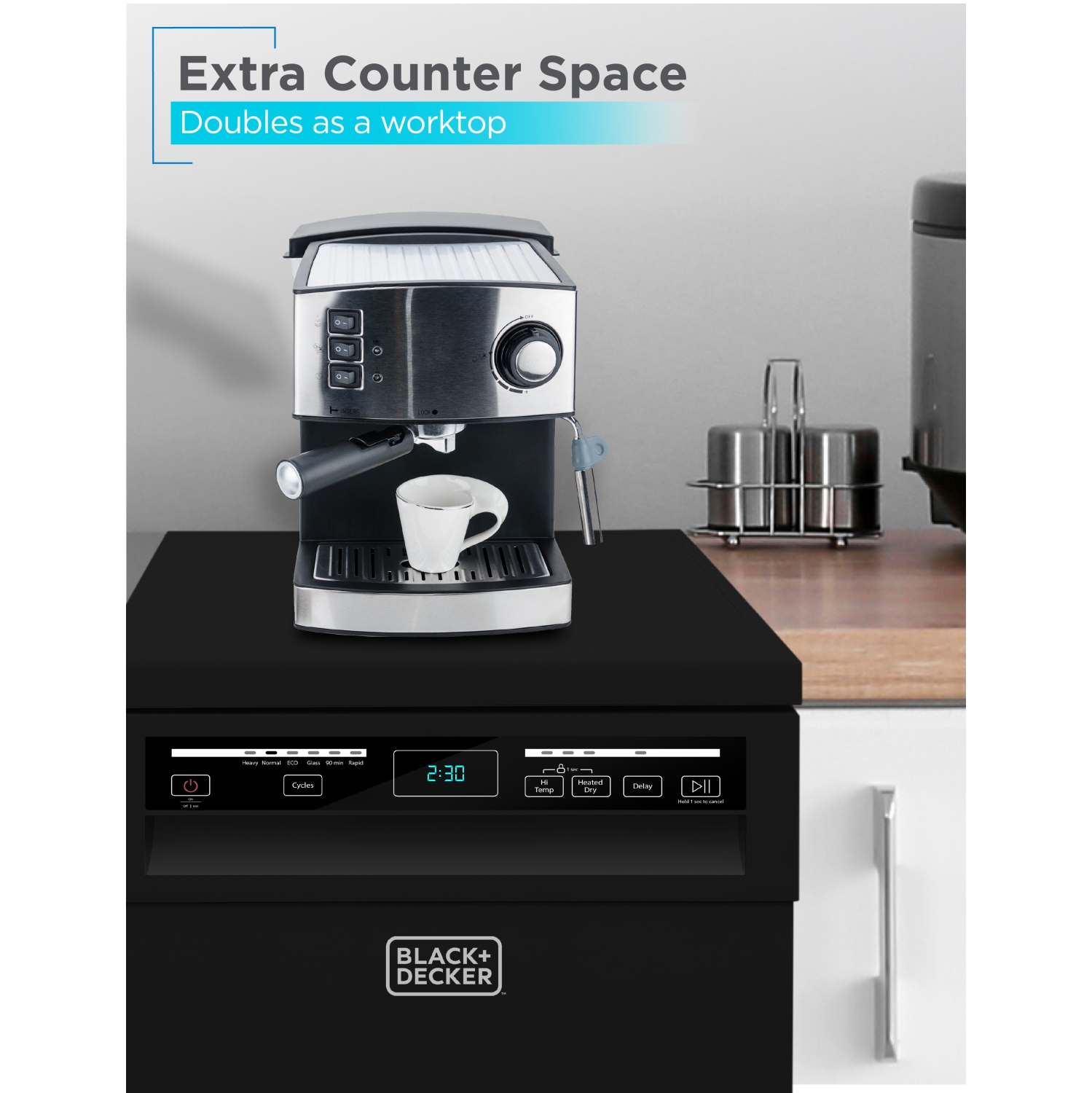 BLACK+DECKER Portable Dishwasher, 18 inches Wide, 8 Place Setting, Black