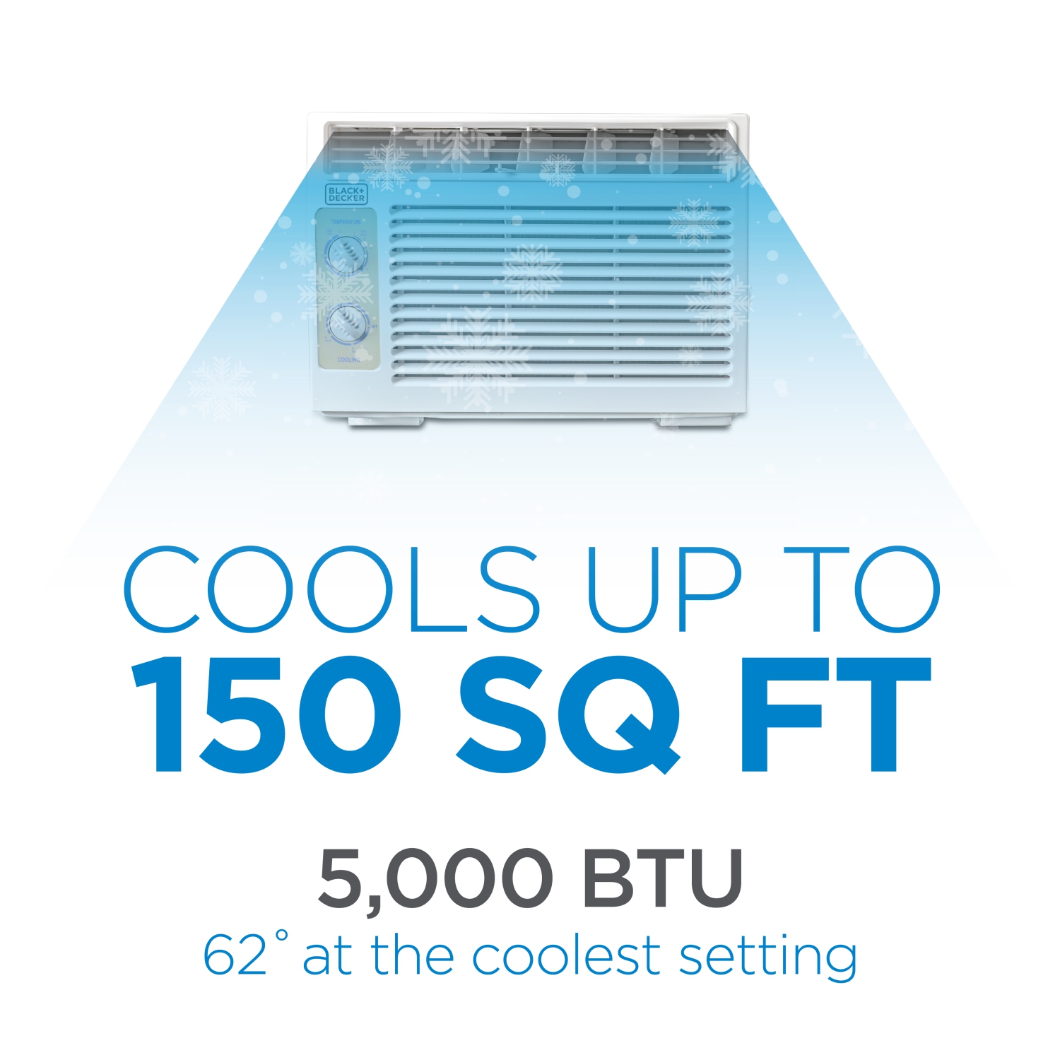 BLACK+DECKER Window Air Conditioner 5,000 BTU, Cools Up to 150 Square Feet White