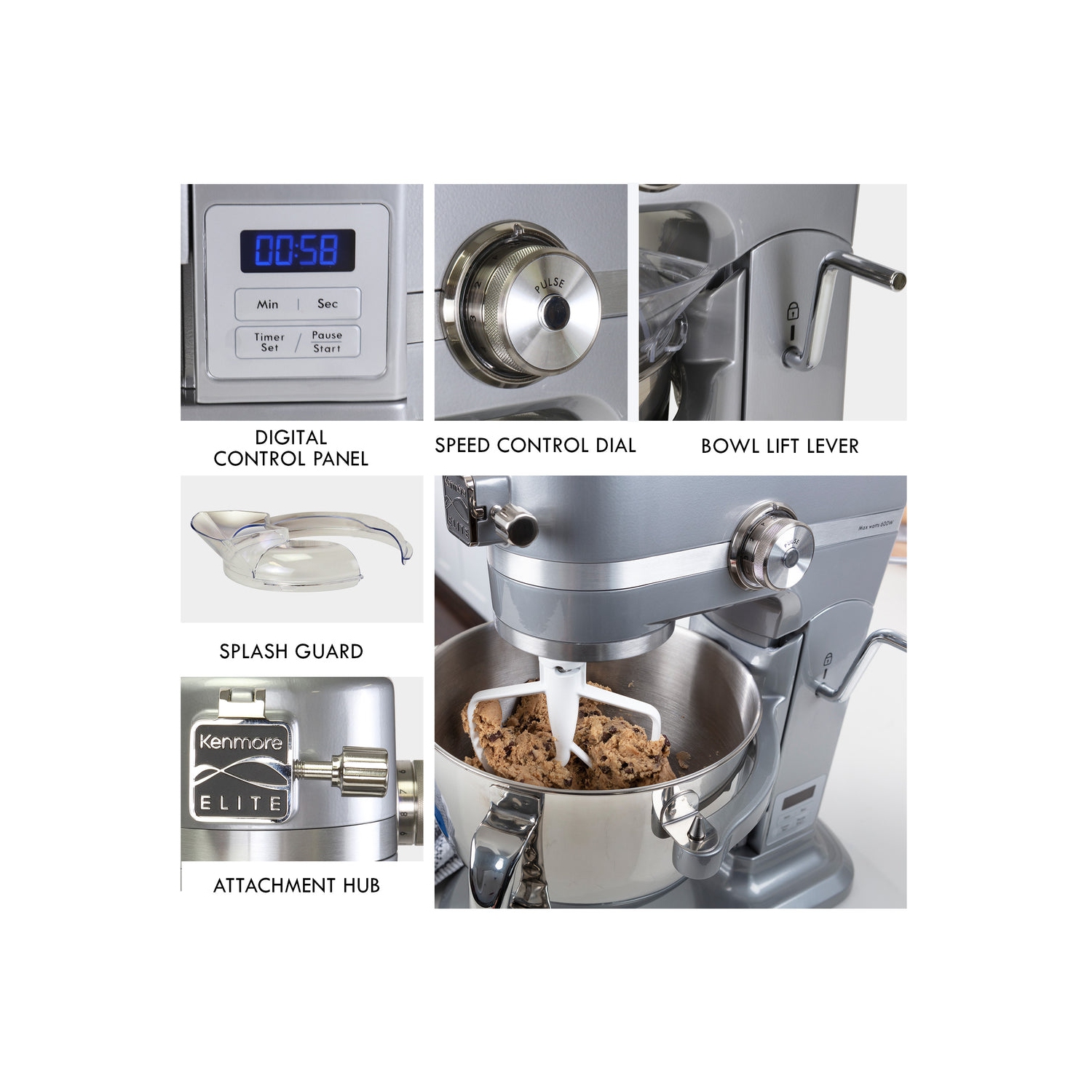 Kenmore Elite 6 qt Bowl-Lift Stand Mixer with Countdown Timer, 600 Watts