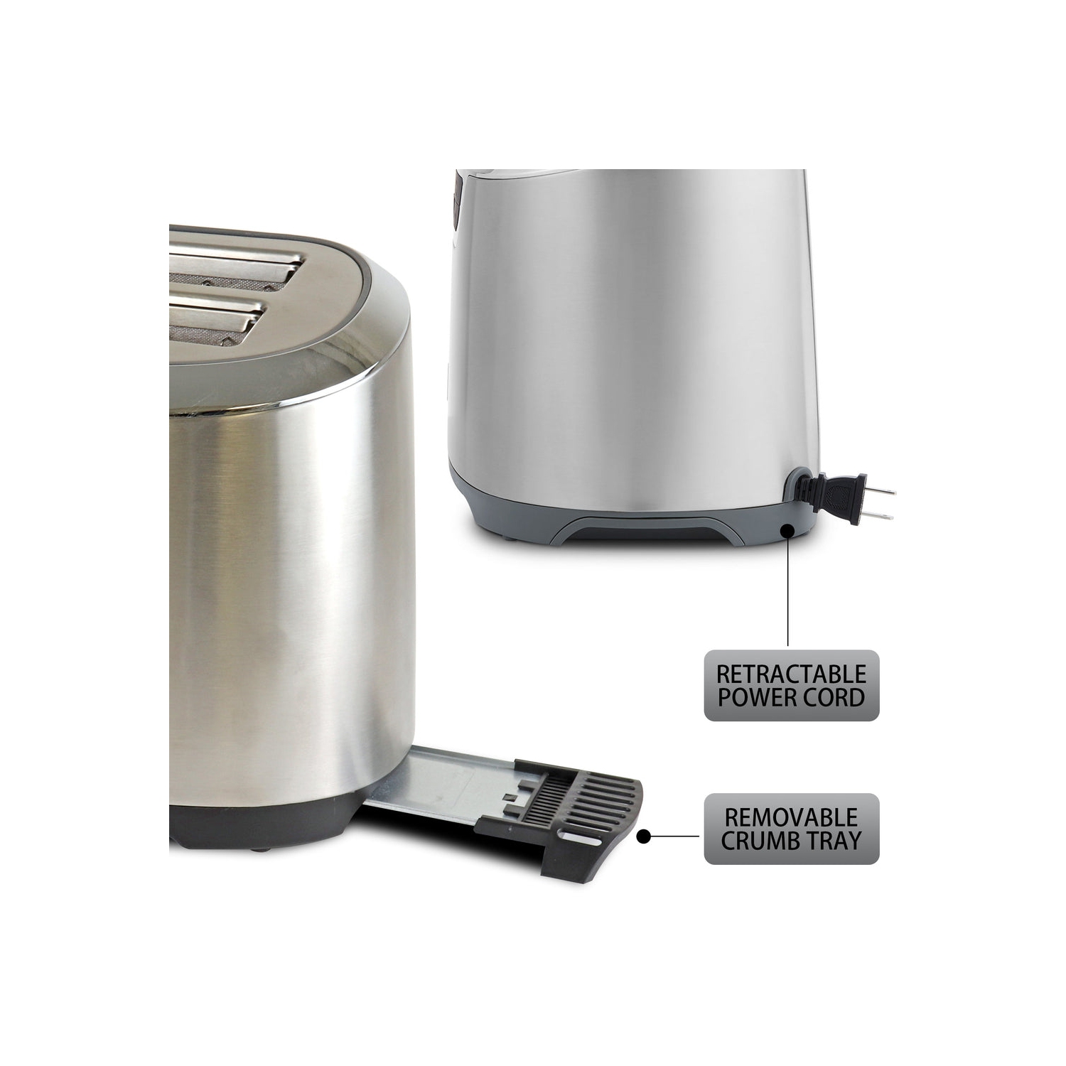 Kenmore Elite 4-Slice Long Slot Toaster Silver Stainless Steel with Auto-Lift and Digital Controls.