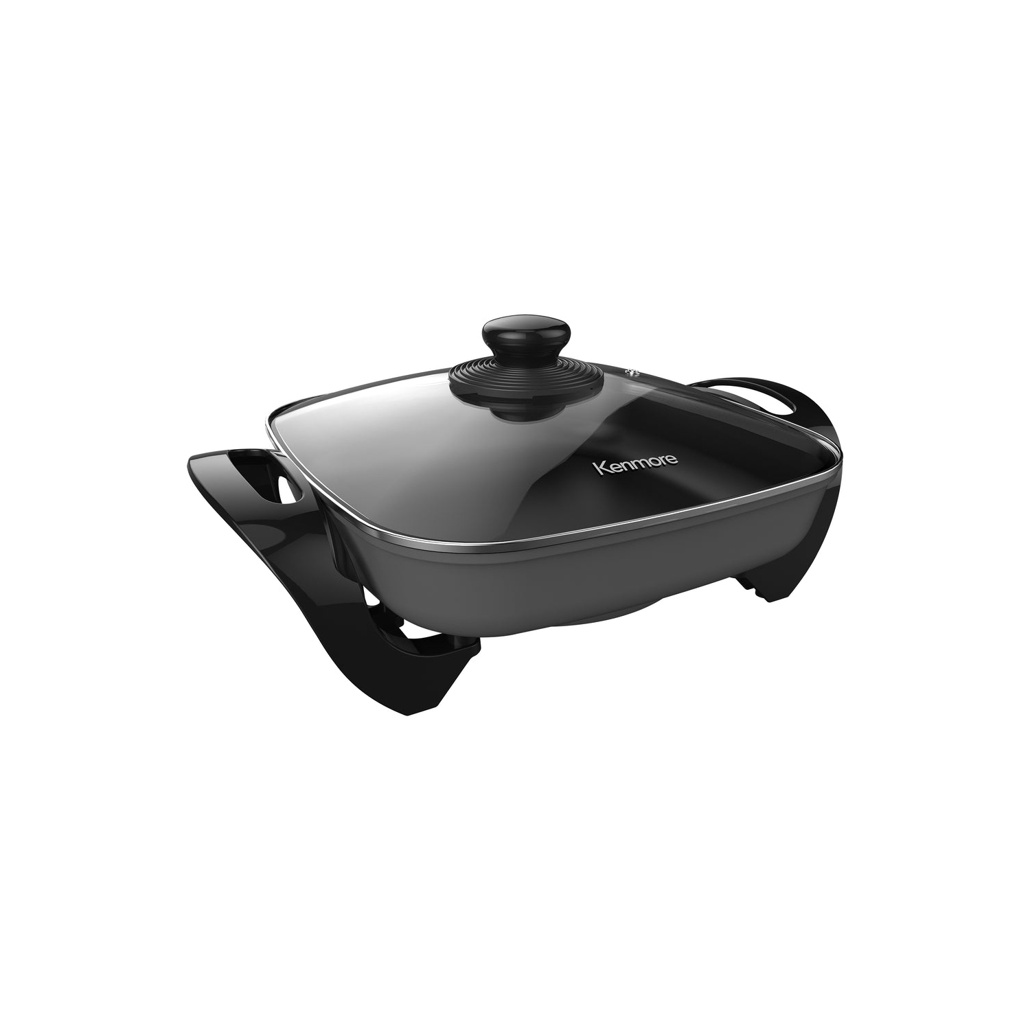 Kenmore Non-Stick Electric Skillet with Tempered Glass Lid, Black and Grey, 12 x12" Cooking Surface