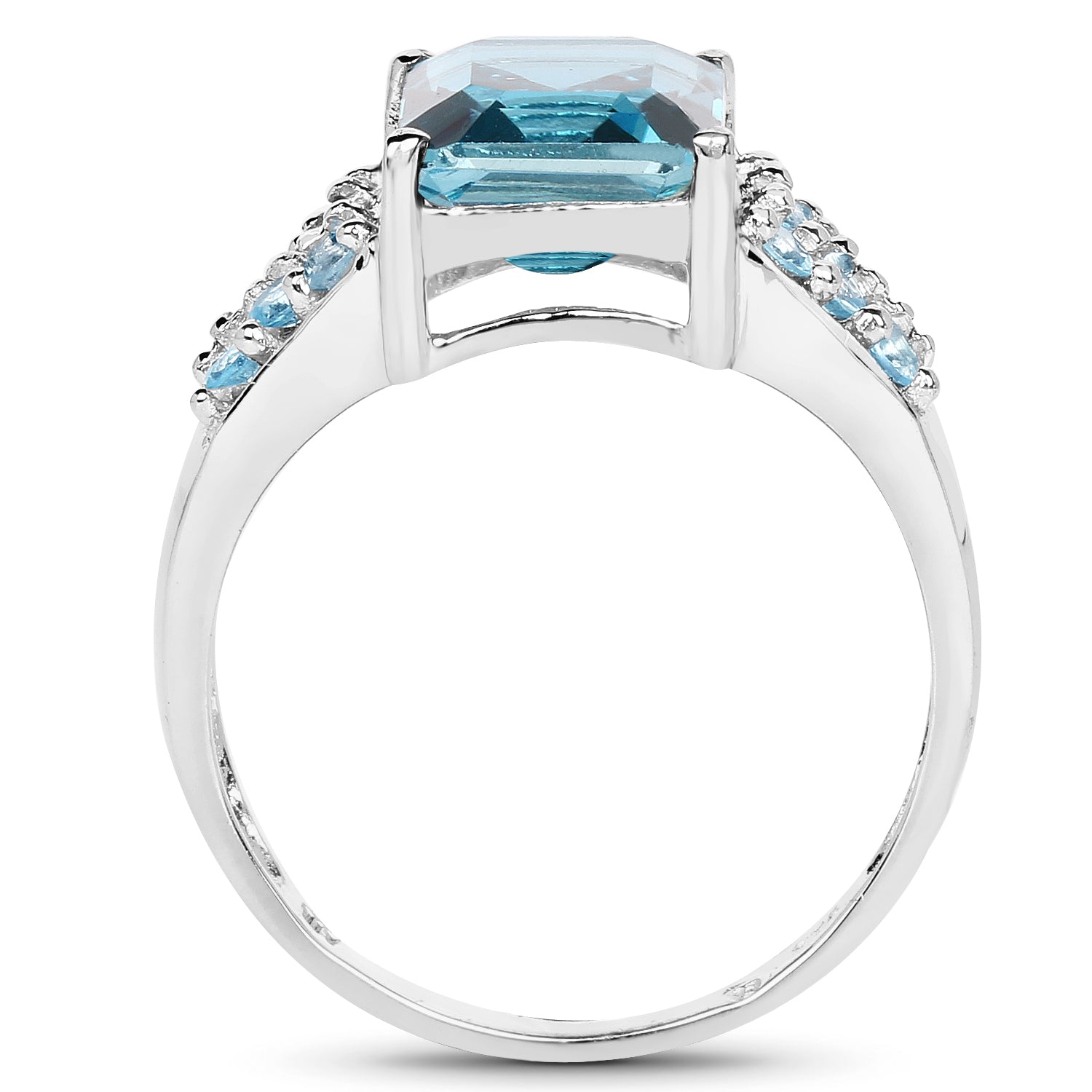 4.56 Carat Genuine London Blue Topaz & Swiss Blue Topaz .925 Sterling Silver Ring