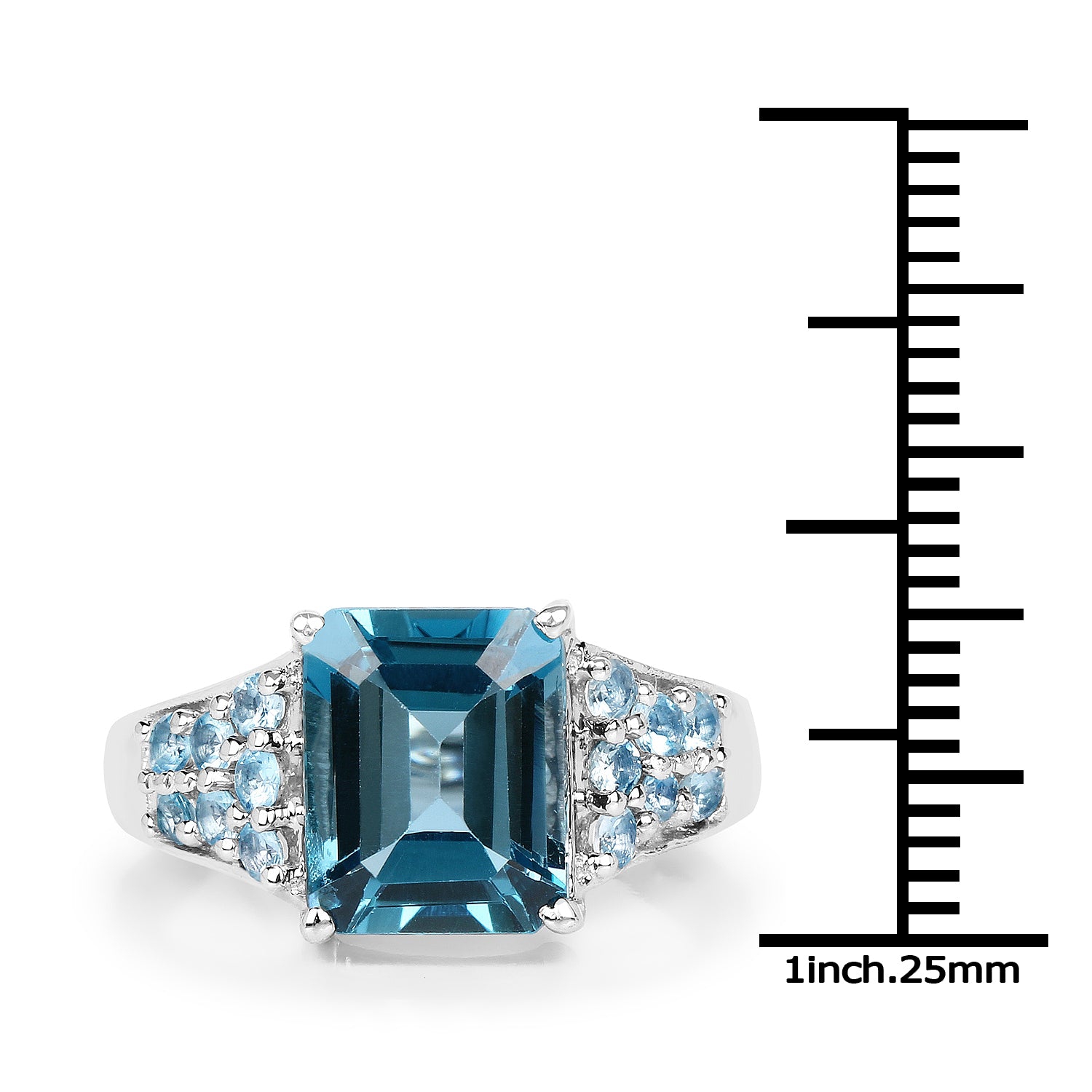 4.56 Carat Genuine London Blue Topaz & Swiss Blue Topaz .925 Sterling Silver Ring