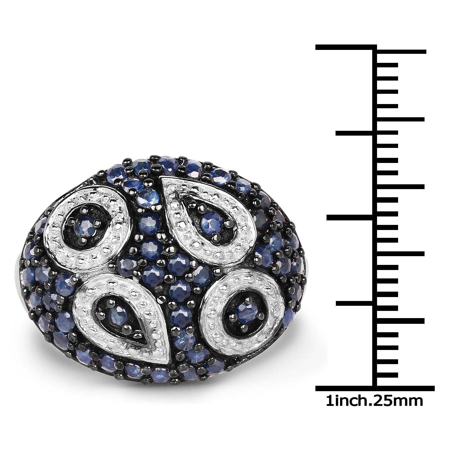 Bague en argent sterling, saphir bleu véritable 1.44 carats, .925