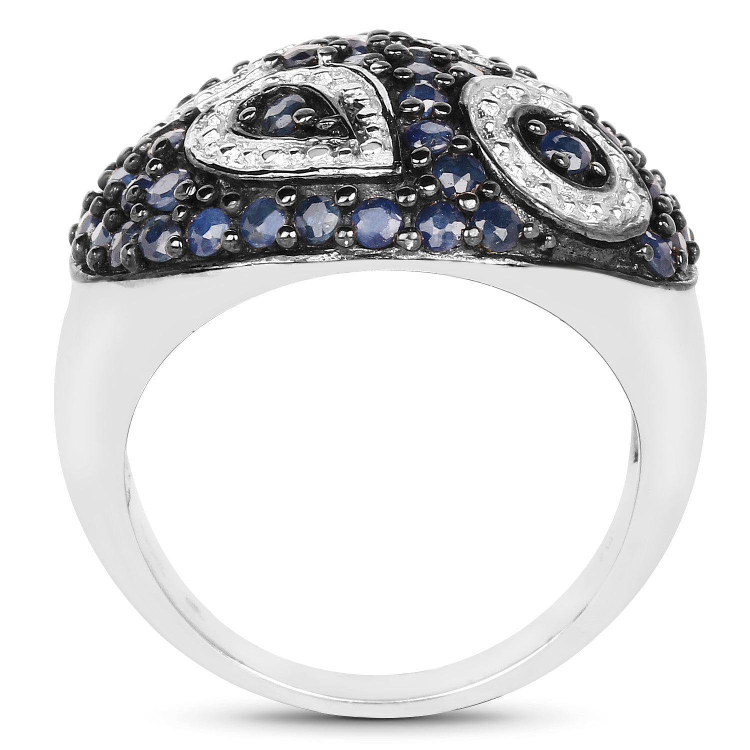 Bague en argent sterling, saphir bleu véritable 1.44 carats, .925