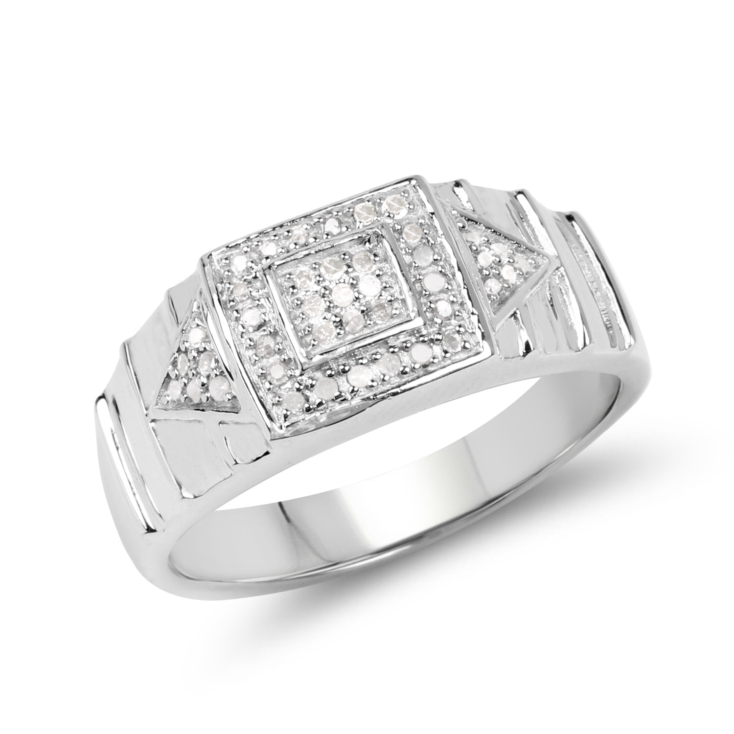 14k White Gold Plated 0.21 Carat Genuine White Diamond .925 Sterling Silver Ring